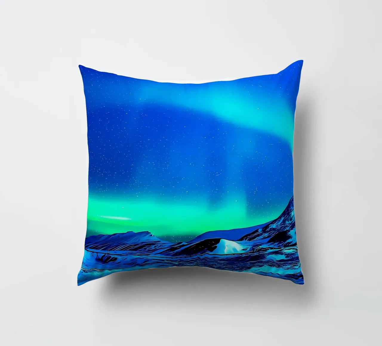 Aurora e paesaggio innevato cuscino da Matthew Katz