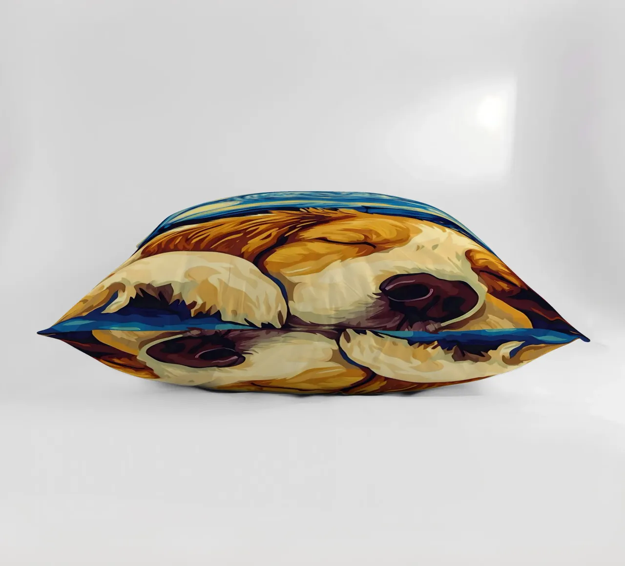 Dog Sleeping Under Starry Night decorative cushion by Adrian Patel