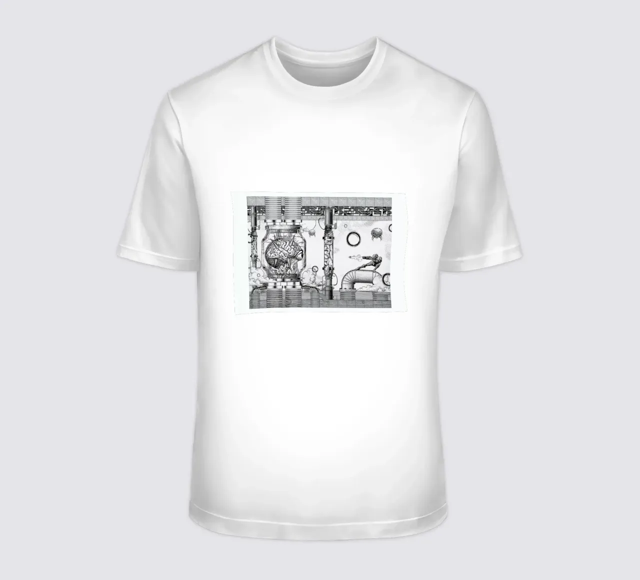 Metroid Mother Brain Vintage Scene t-shirt da Barrett Biggers