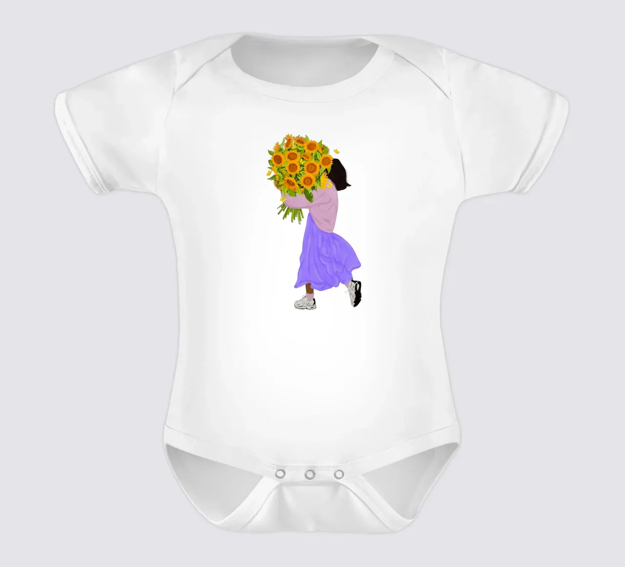 Never settle for less - sunflowers body neonato maniche corte da Illustration Raissa Oltmanns