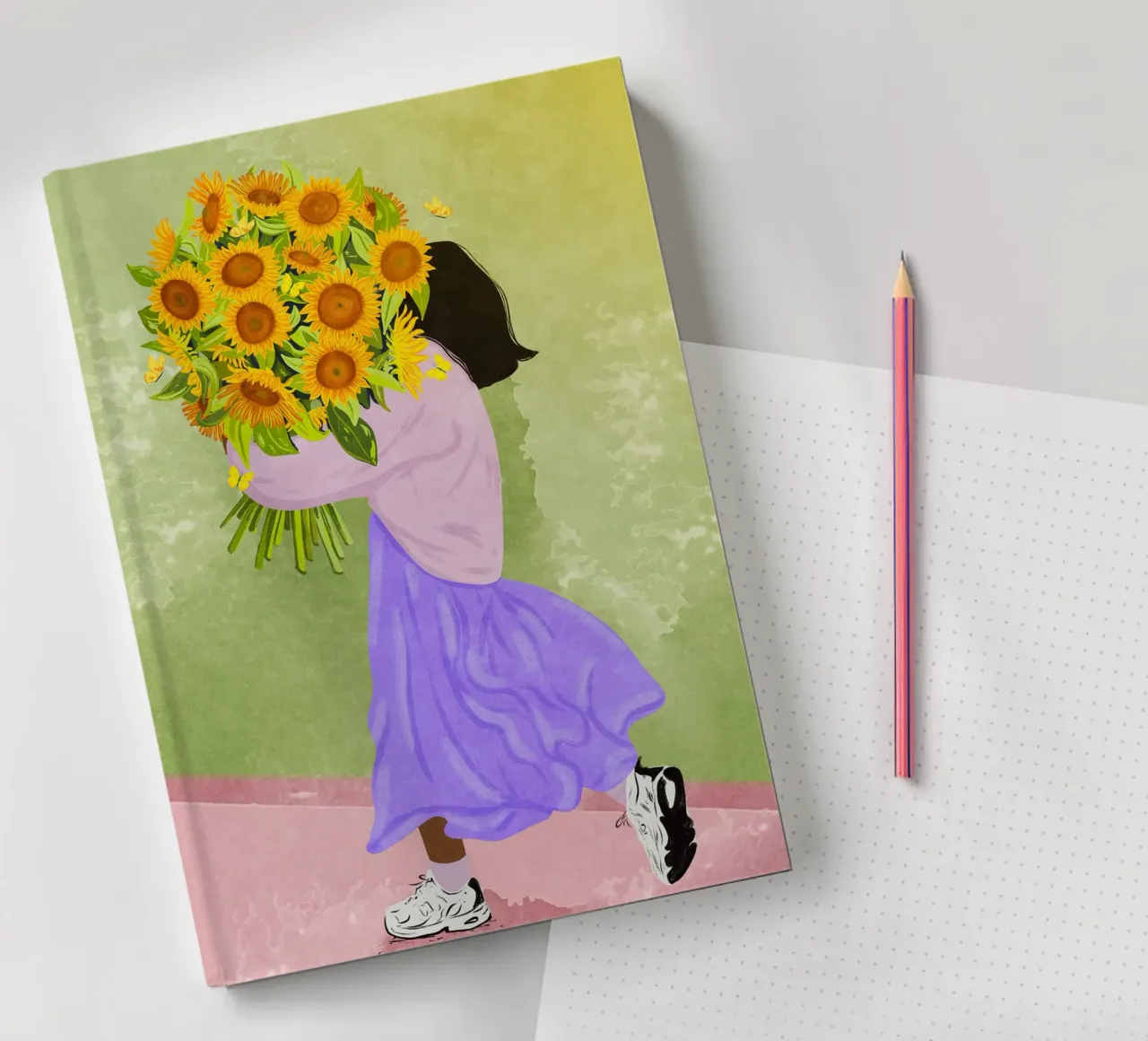 Never settle for less - sunflowers notebook by Illustration Raissa Oltmanns