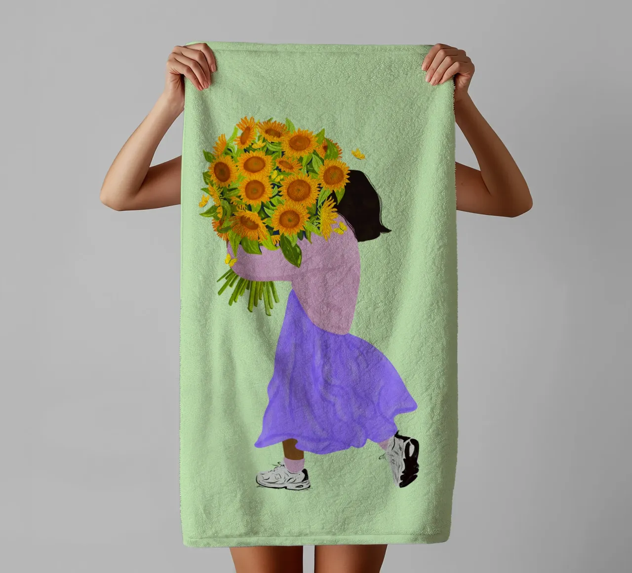 Never settle for less - sunflowers asciugamano da bagno da Illustration Raissa Oltmanns
