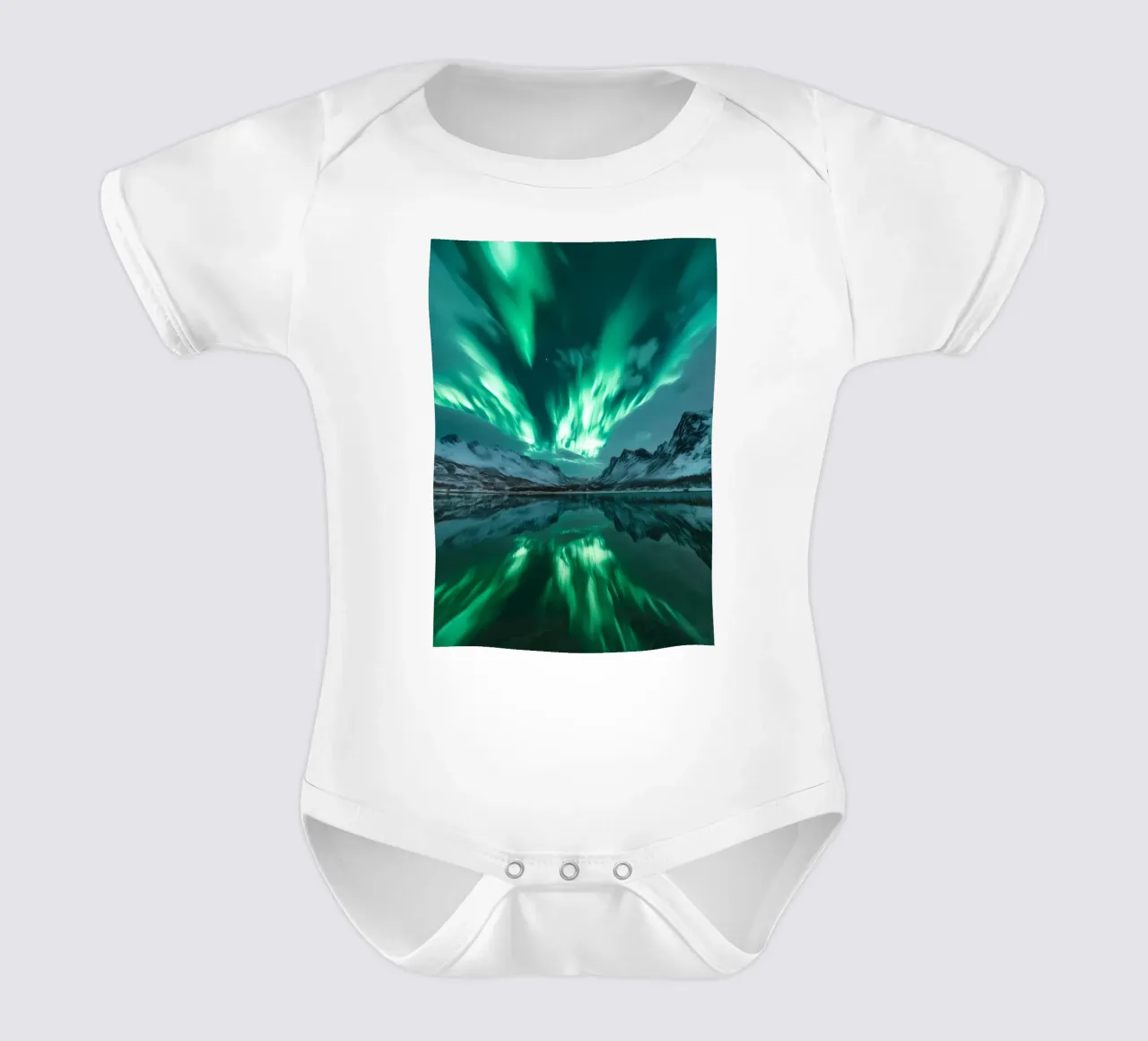 Paesaggio riflesso dell'Aurora Boreale body neonato maniche corte da Matthew Katz