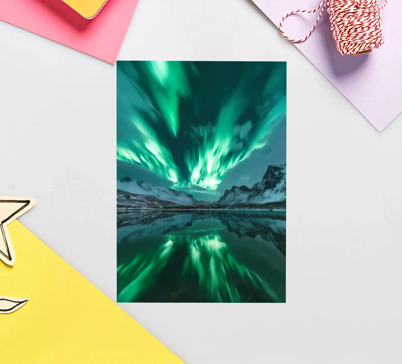 Paisaje del reflejo de la Aurora Boreal pegatina de Matthew Katz