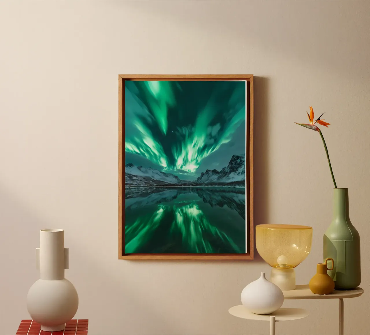 Paesaggio riflesso dell'Aurora Boreale tela con Cornice a cassetta da Matthew Katz