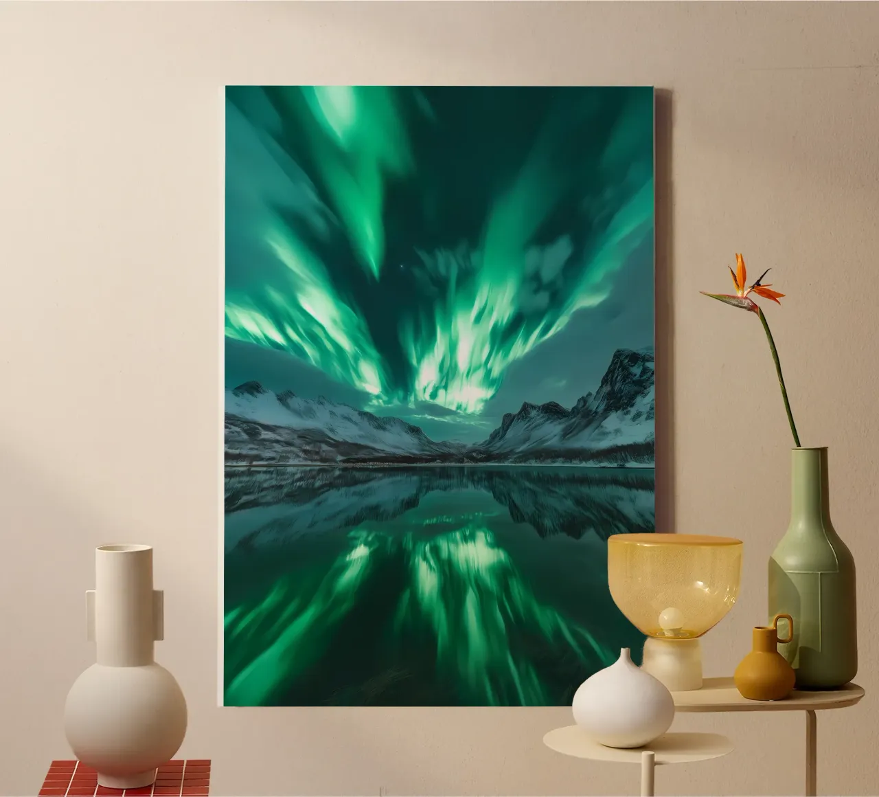 Paesaggio riflesso dell'Aurora Boreale tela con Cornice a cassetta da Matthew Katz