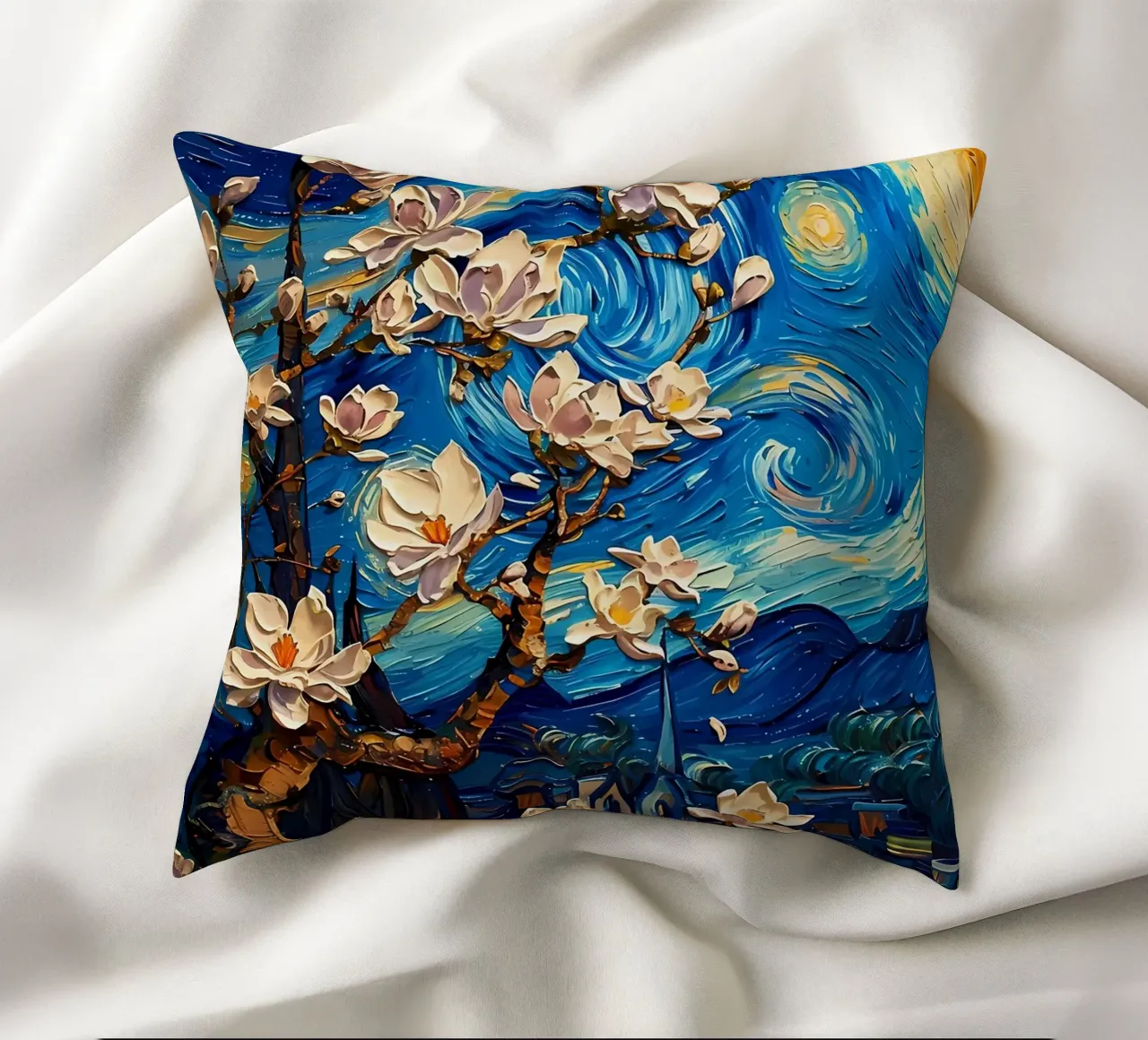 fiore di magnolia van gogh cuscino da Adrian Patel