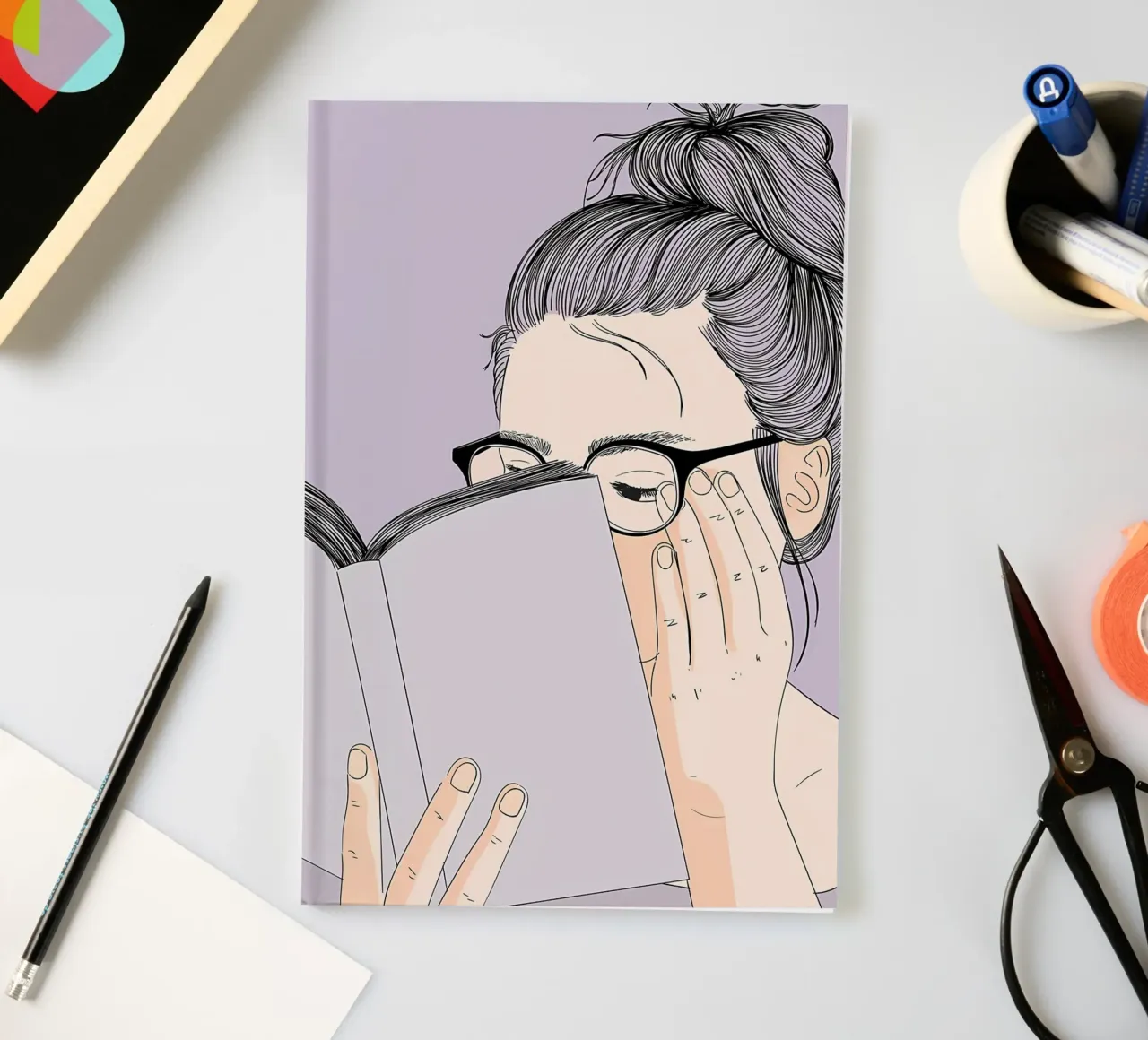 Reading Book in Autumn notebook by Aiden Garcia