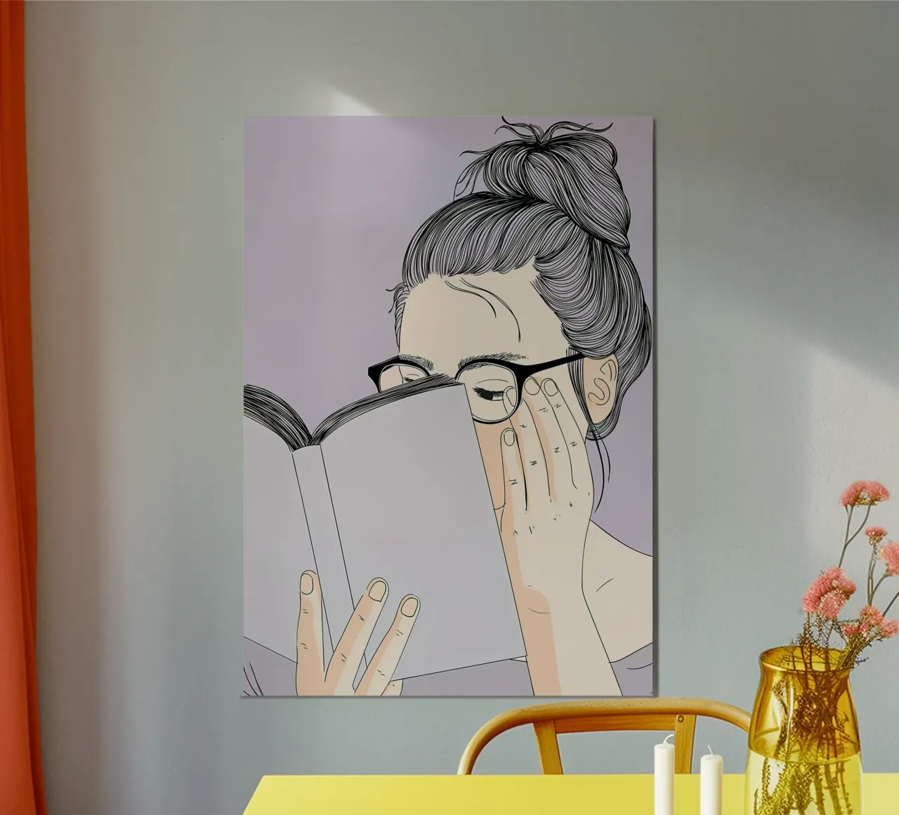 Libro di lettura in autunno alluminio dibond da Aiden Garcia