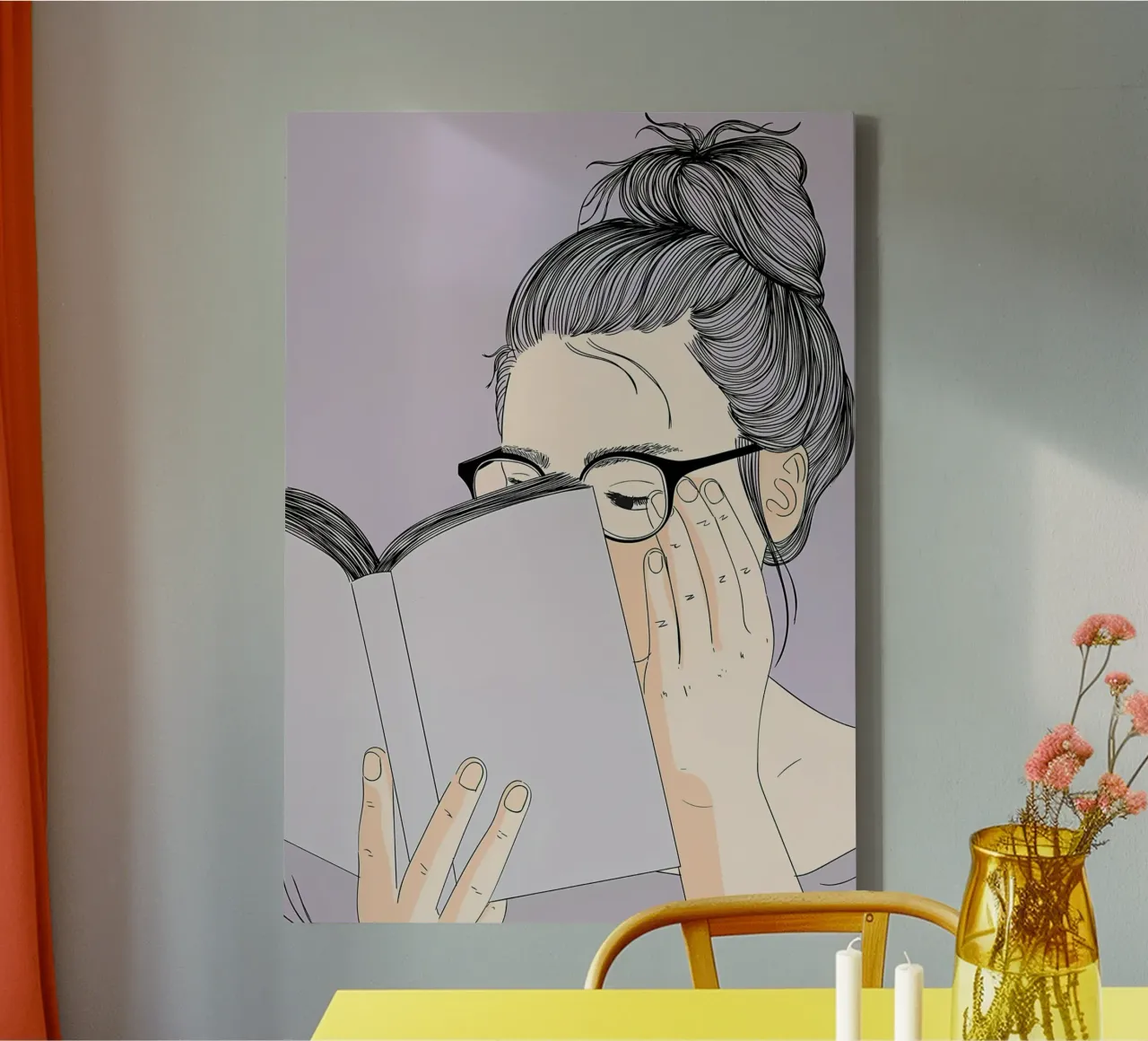 Libro di lettura in autunno tela con Cornice a cassetta da Aiden Garcia