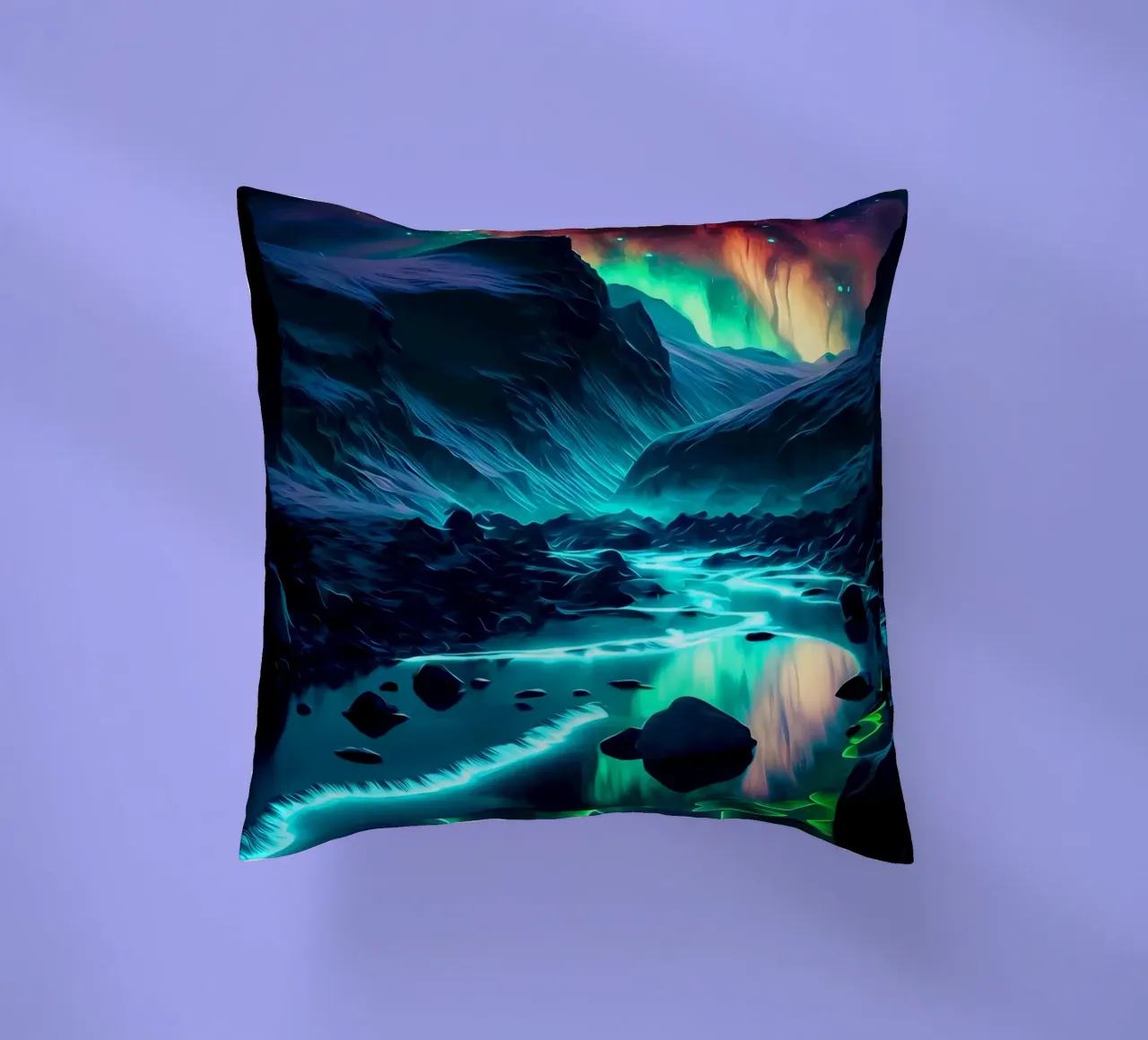 Aurora-Landschaft Kissen von Matthew Katz