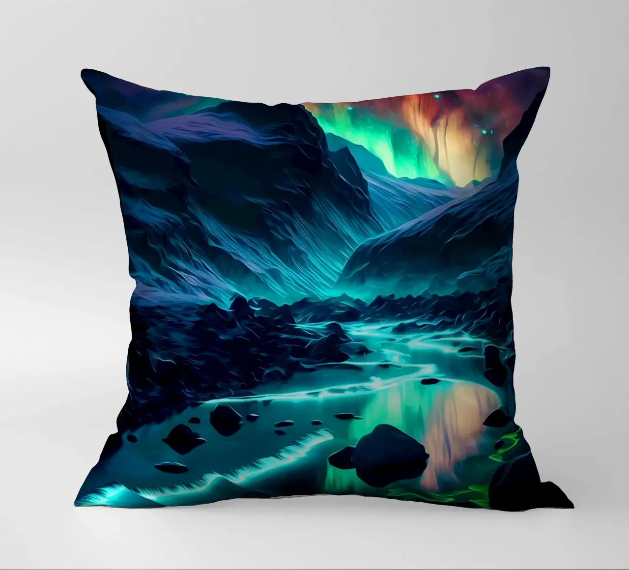 Aurora-Landschaft Kissen von Matthew Katz