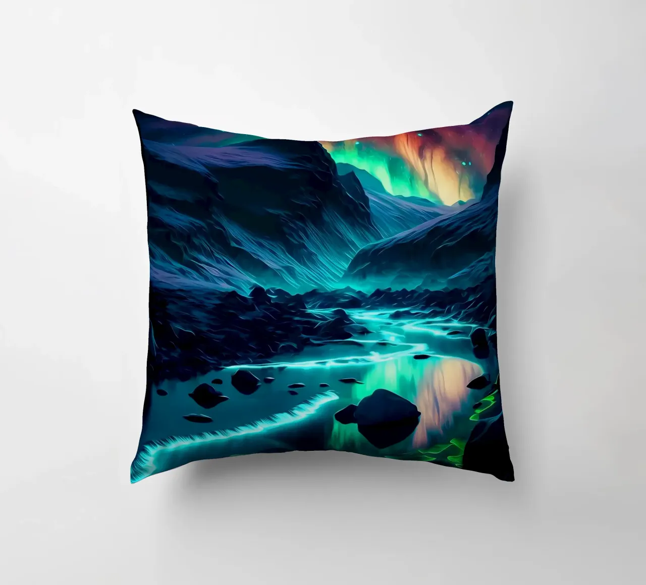 Aurora-Landschaft Kissen von Matthew Katz