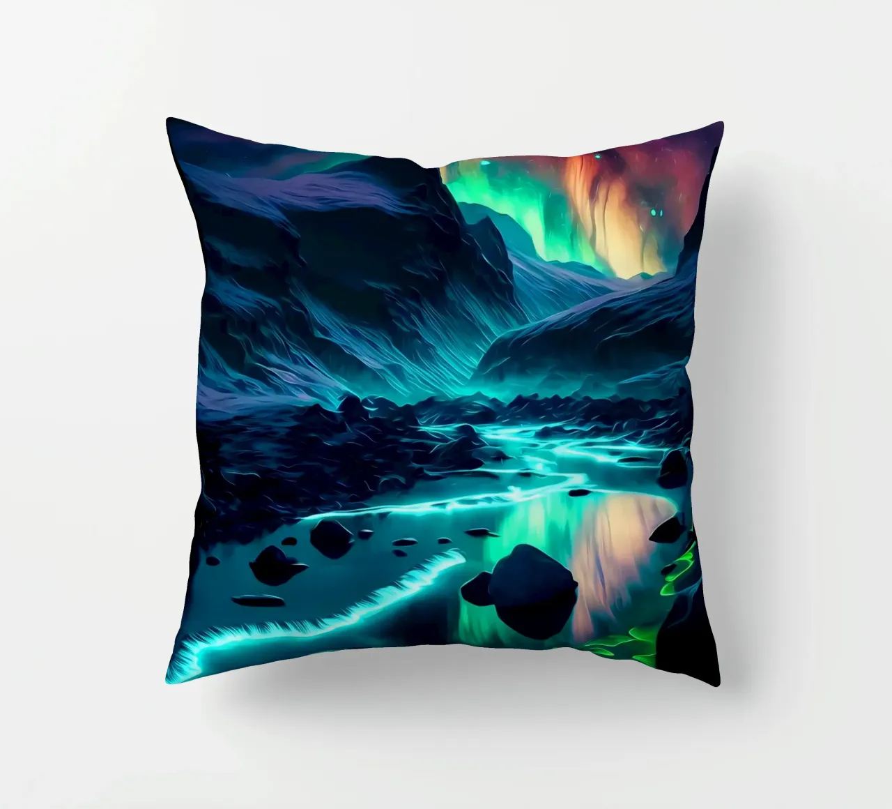 Aurora-Landschaft Kissen von Matthew Katz