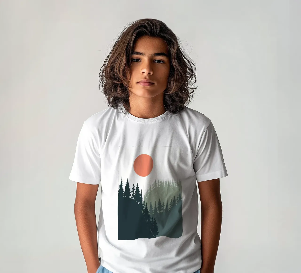 Nature forest pine tree kids t-shirt by Bartosz Powalka