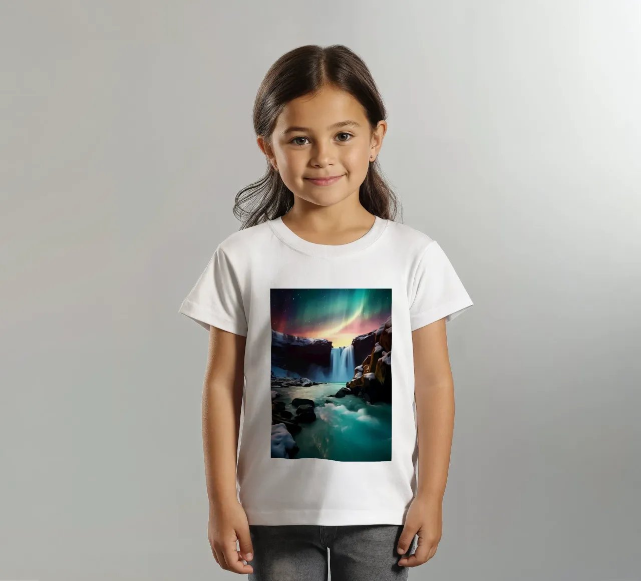 Chute d'eau des aurores boréales t-shirt enfant de Matthew Katz