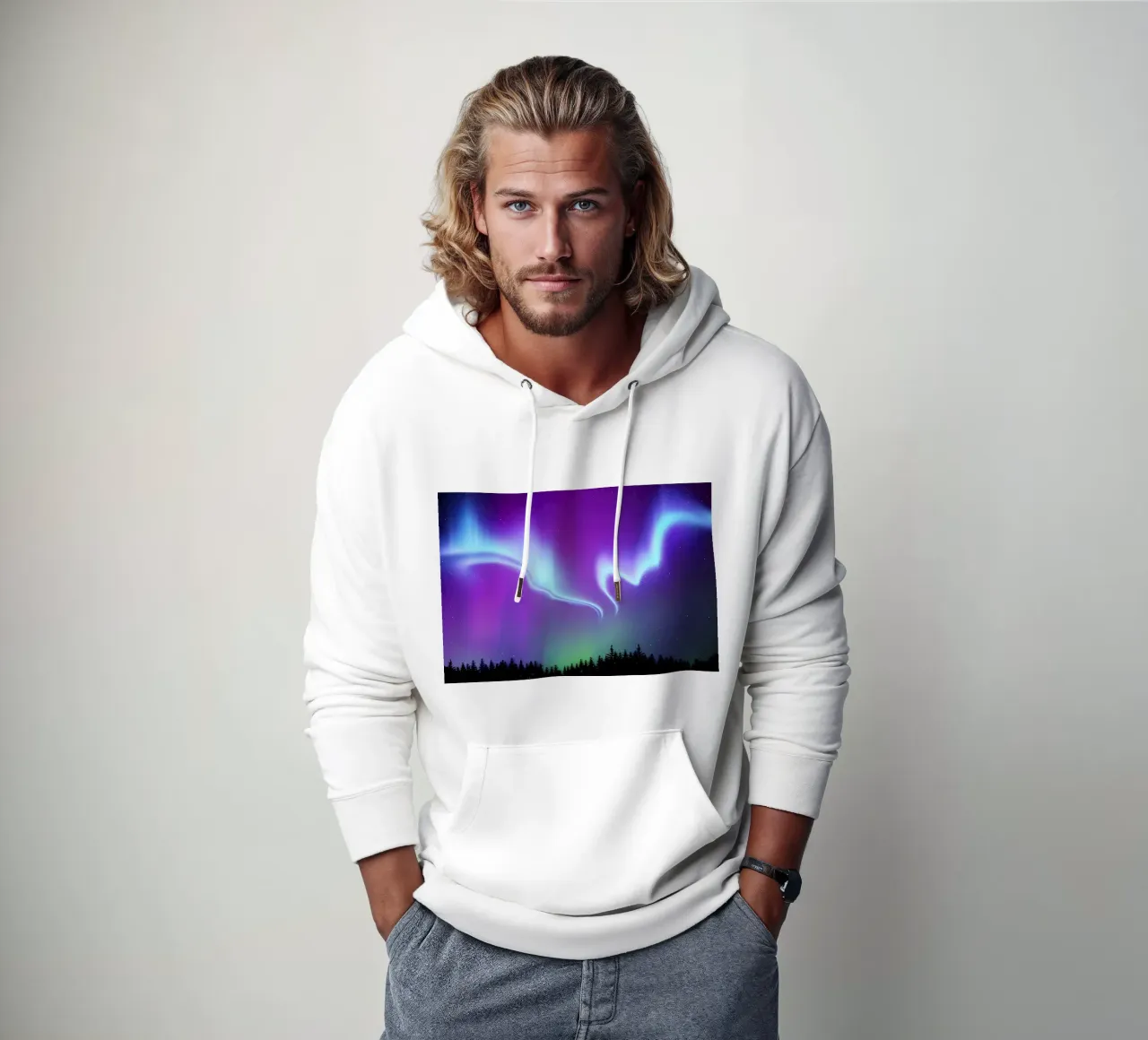 Aurora Synthwave arte spaziale felpa con cappuccio da Matthew Katz