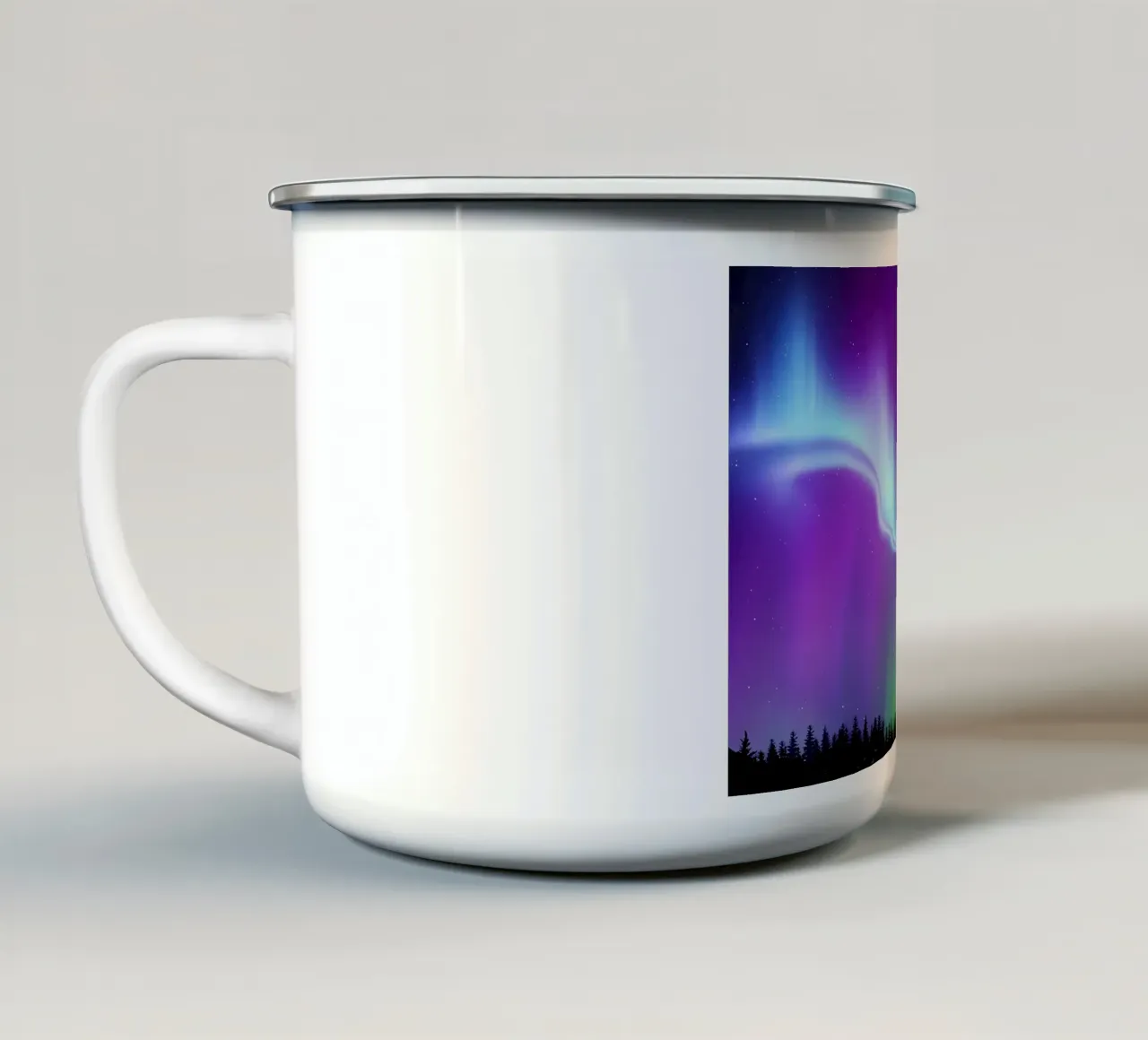 Aurora Synthwave arte spaziale tazza in smalto da Matthew Katz
