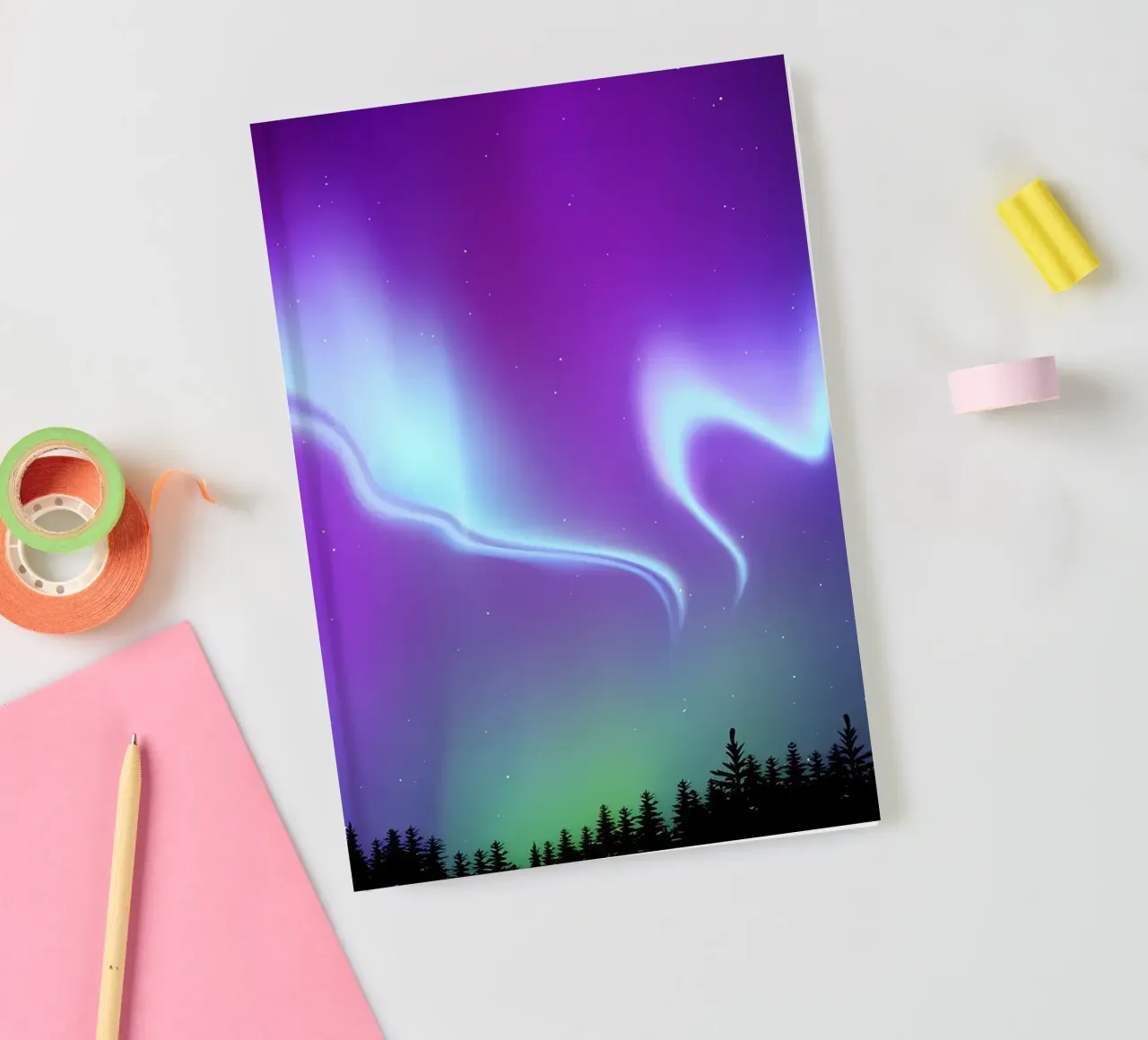 Aurora Synthwave space art notebook by Matthew Katz