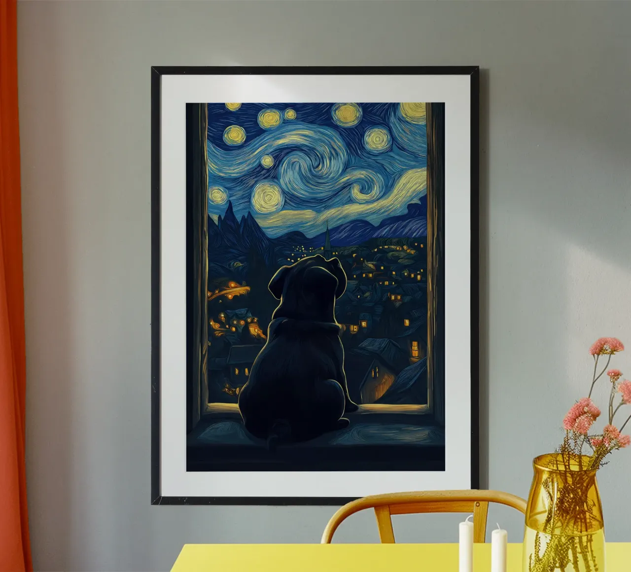 Carlino Notte stellata poster con telaio in alluminio da Adrian Patel