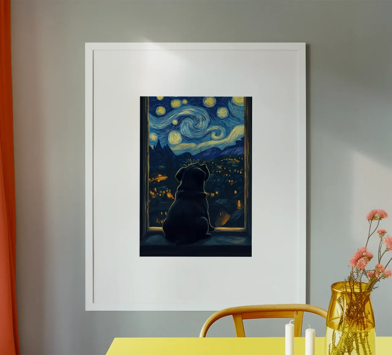 Carlino Notte stellata poster con telaio in alluminio da Adrian Patel