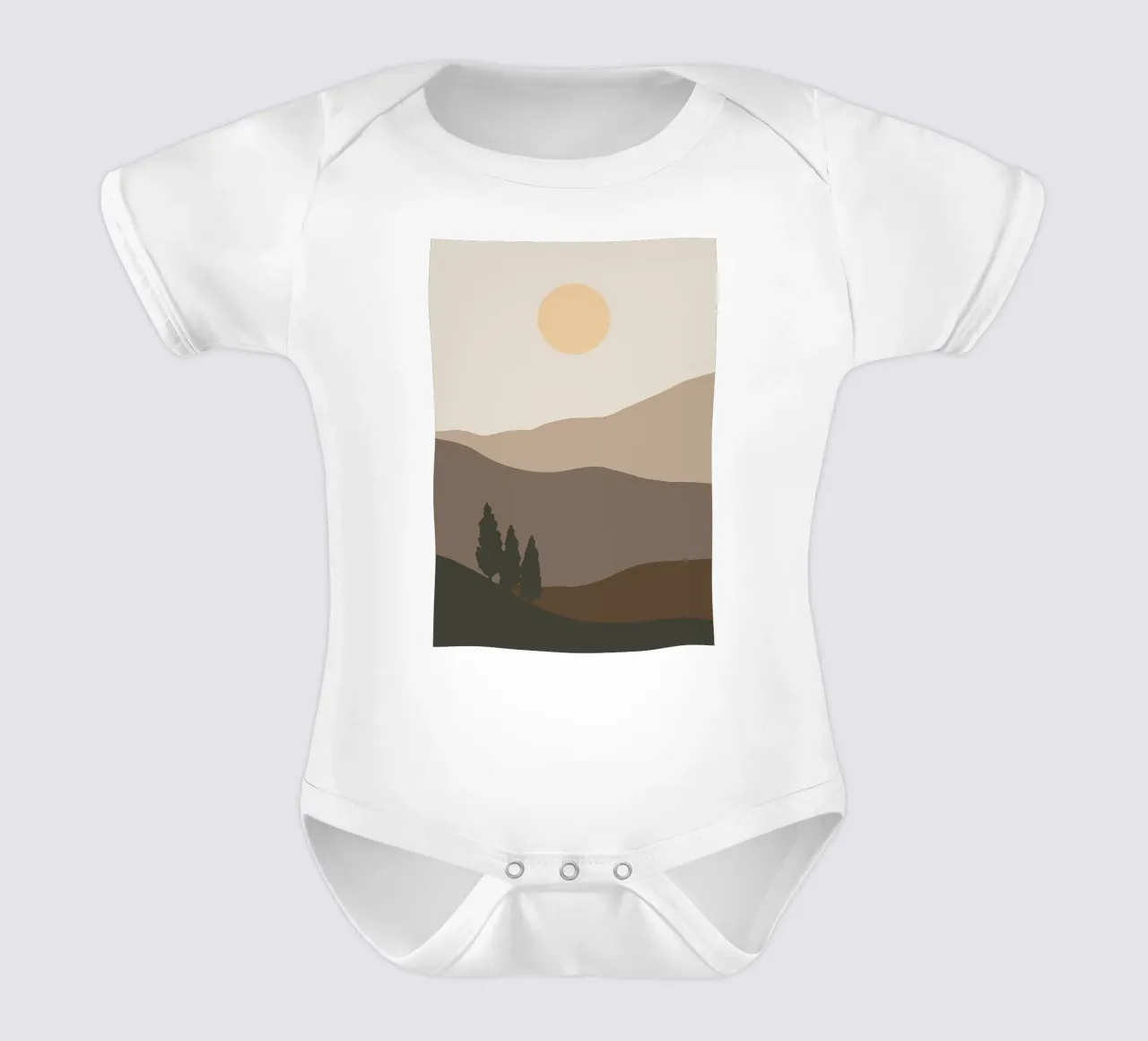 Sunset with mountain tree short-sleeve baby romper by Bartosz Powalka