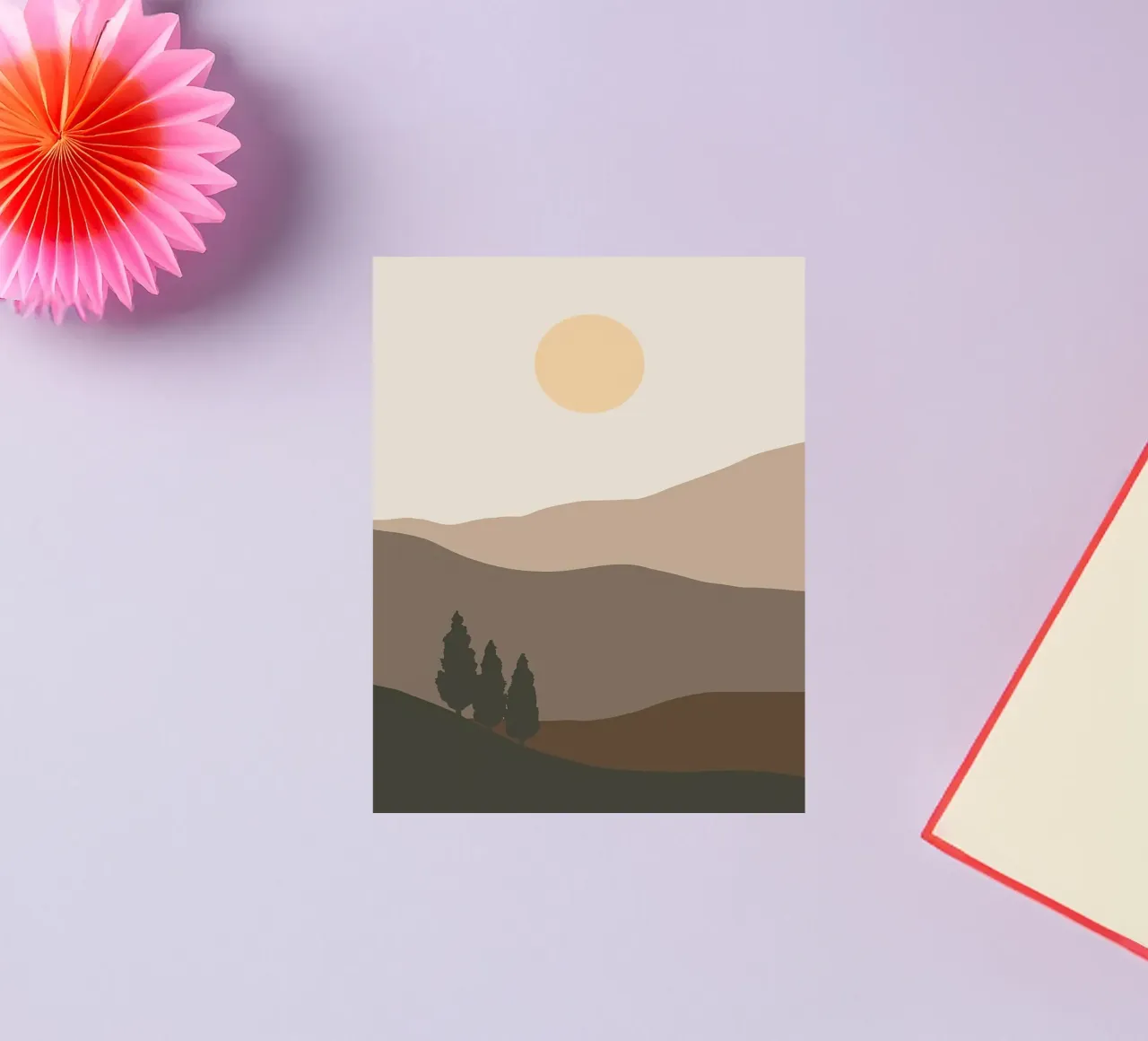 Sunset with mountain tree sticker by Bartosz Powalka