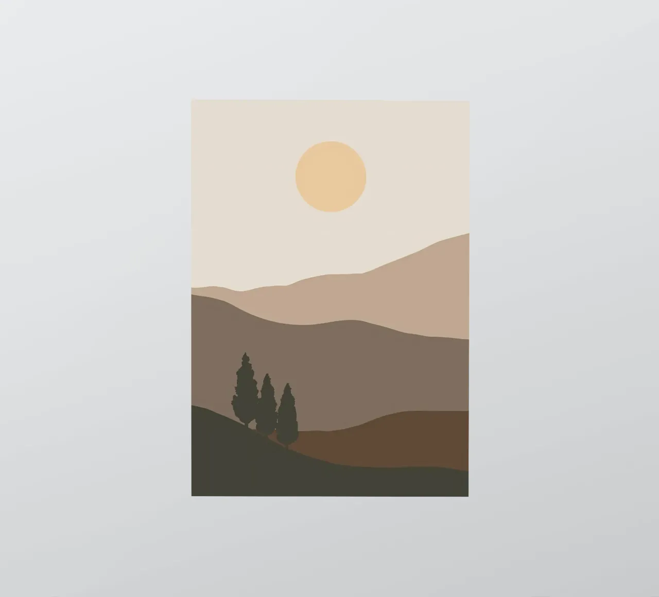 Sunset with mountain tree sticker by Bartosz Powalka