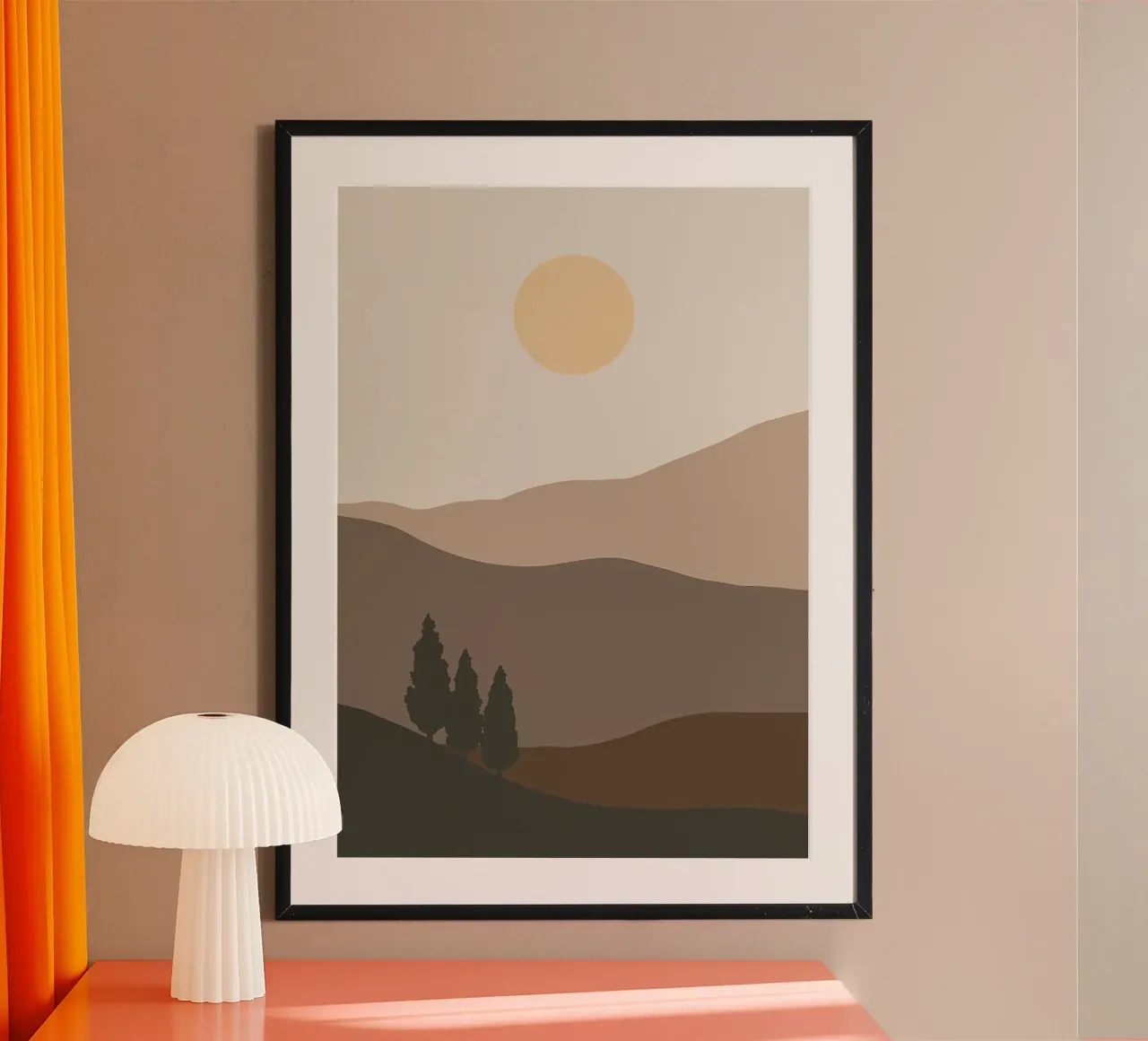 Tramonto con albero di montagna carta hahnemühle da Bartosz Powalka