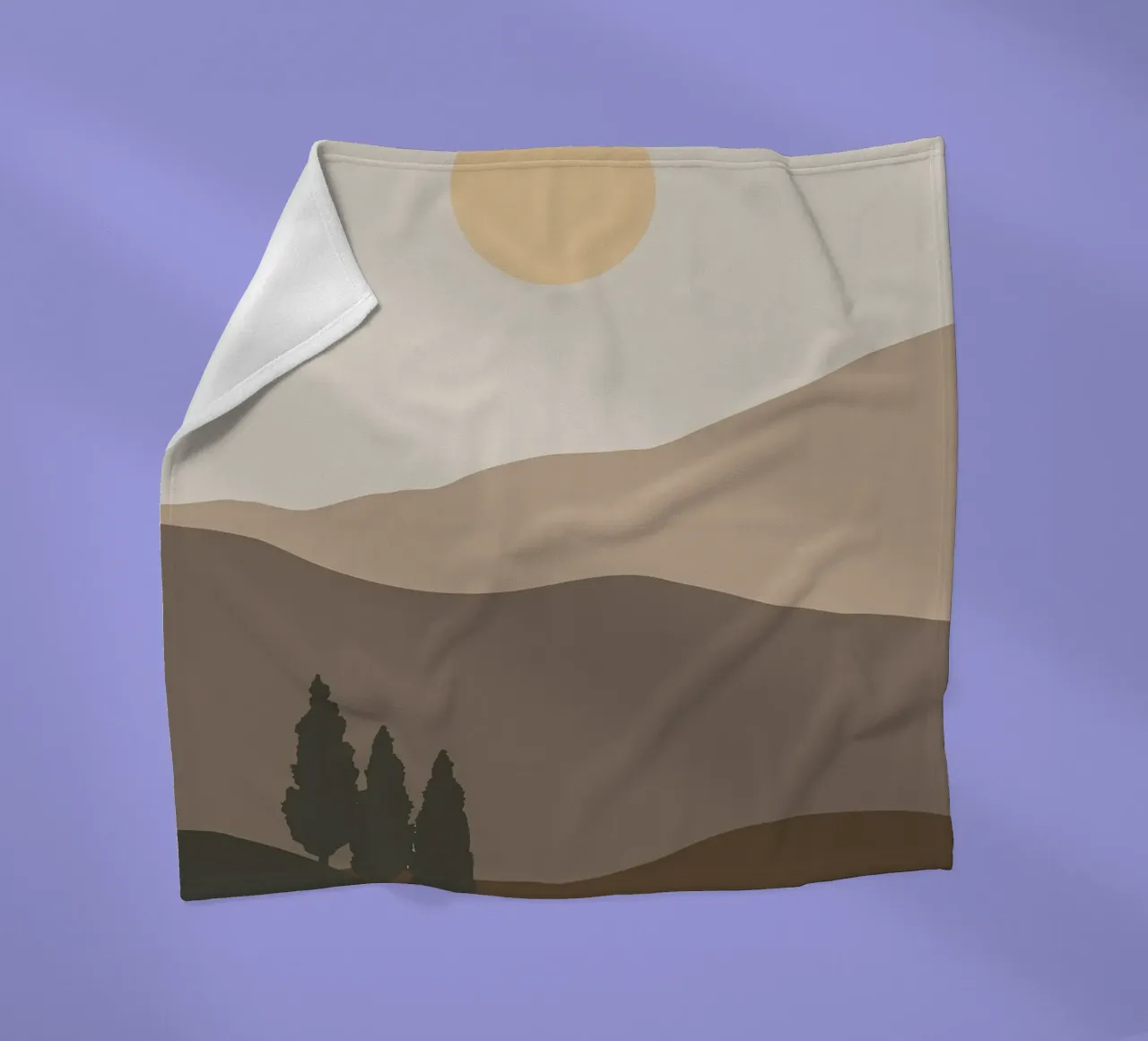 Sunset with mountain tree fleece blanket by Bartosz Powalka