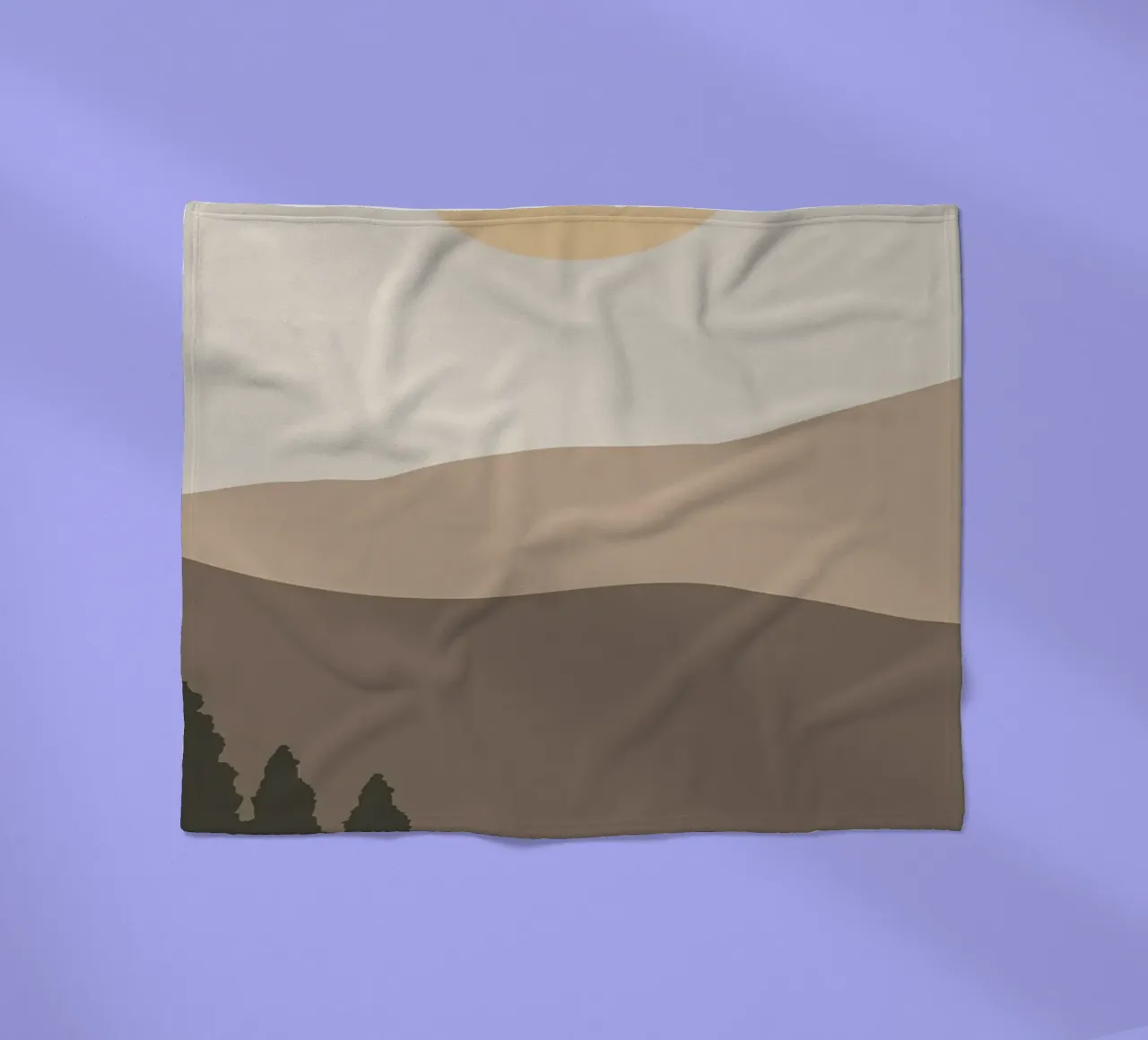 Sunset with mountain tree fleece blanket by Bartosz Powalka