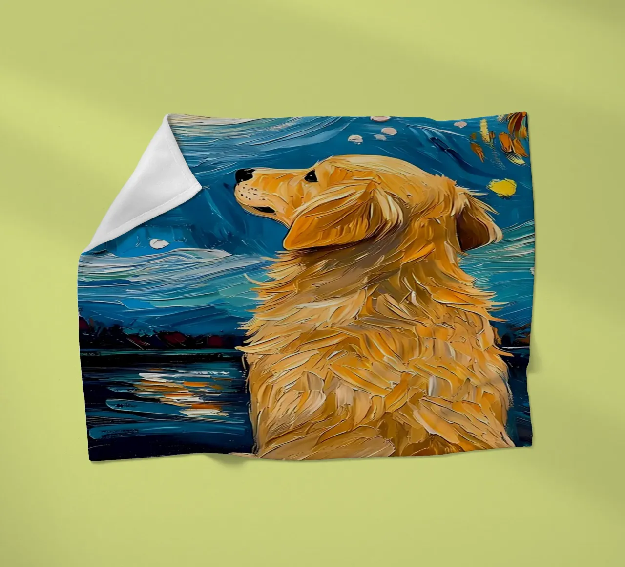 Golden Retriever Notte stellata coperta in pile da Adrian Patel