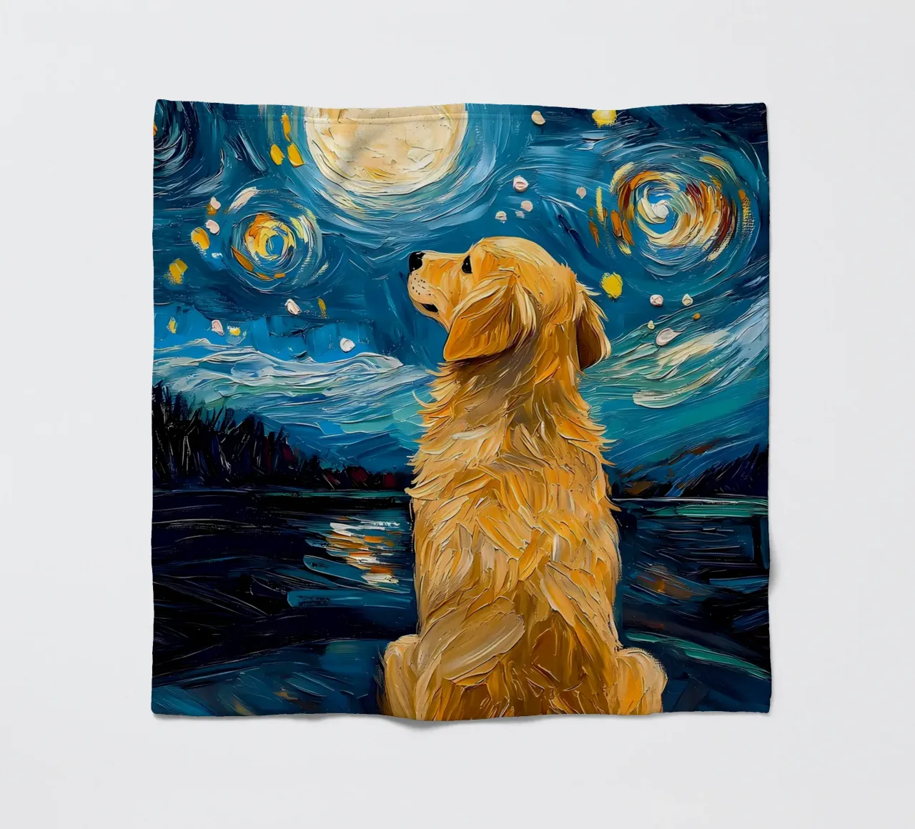 Golden Retriever Notte stellata coperta in pile da Adrian Patel
