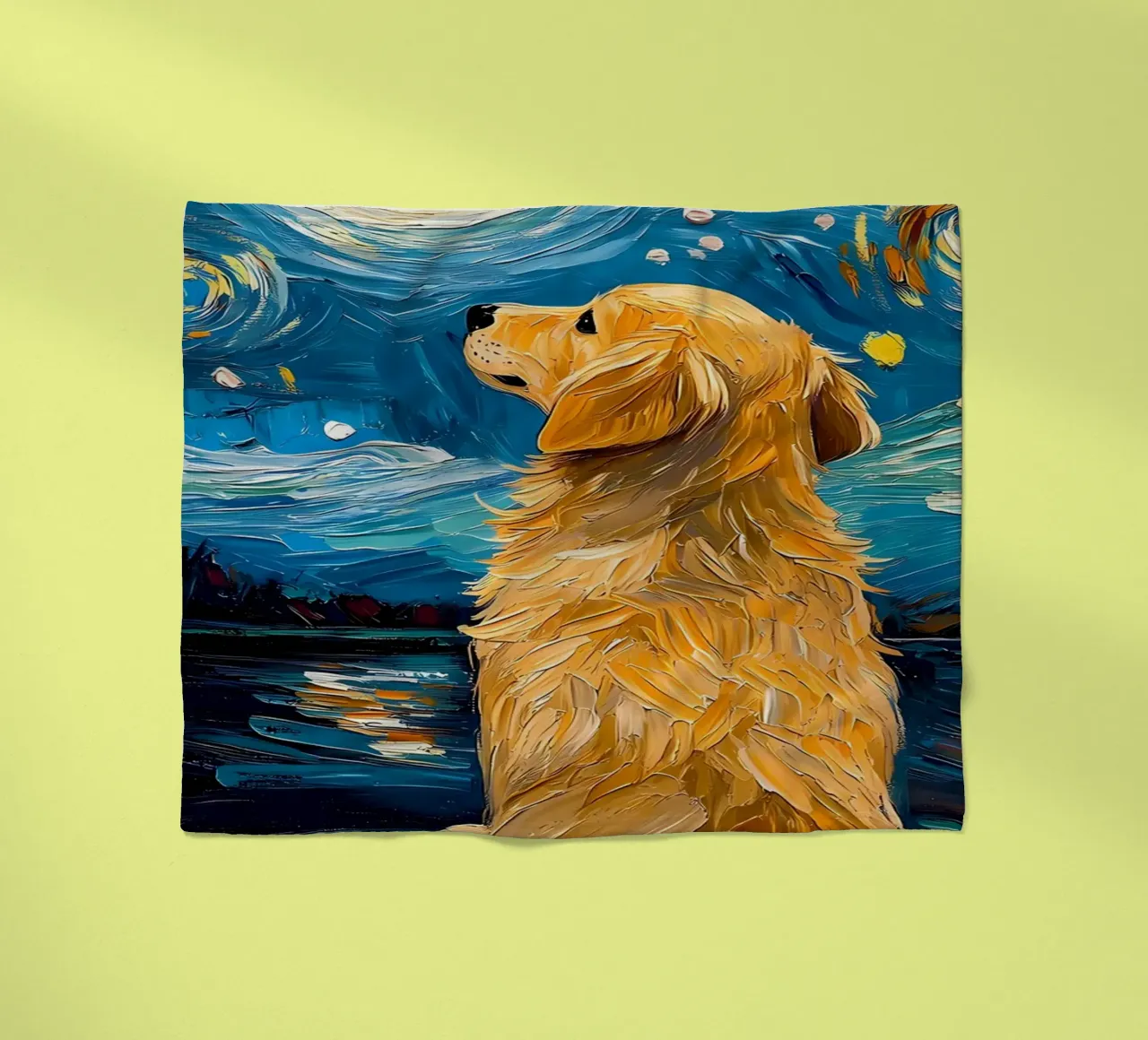 Golden Retriever Notte stellata coperta in pile da Adrian Patel