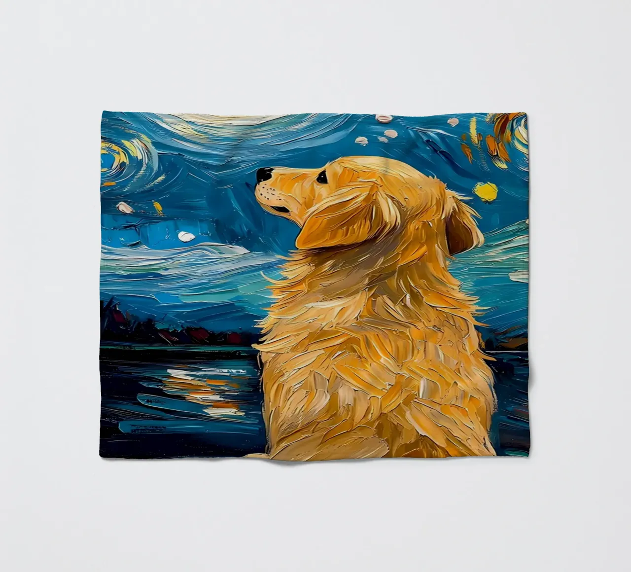 Golden Retriever Notte stellata coperta in pile da Adrian Patel