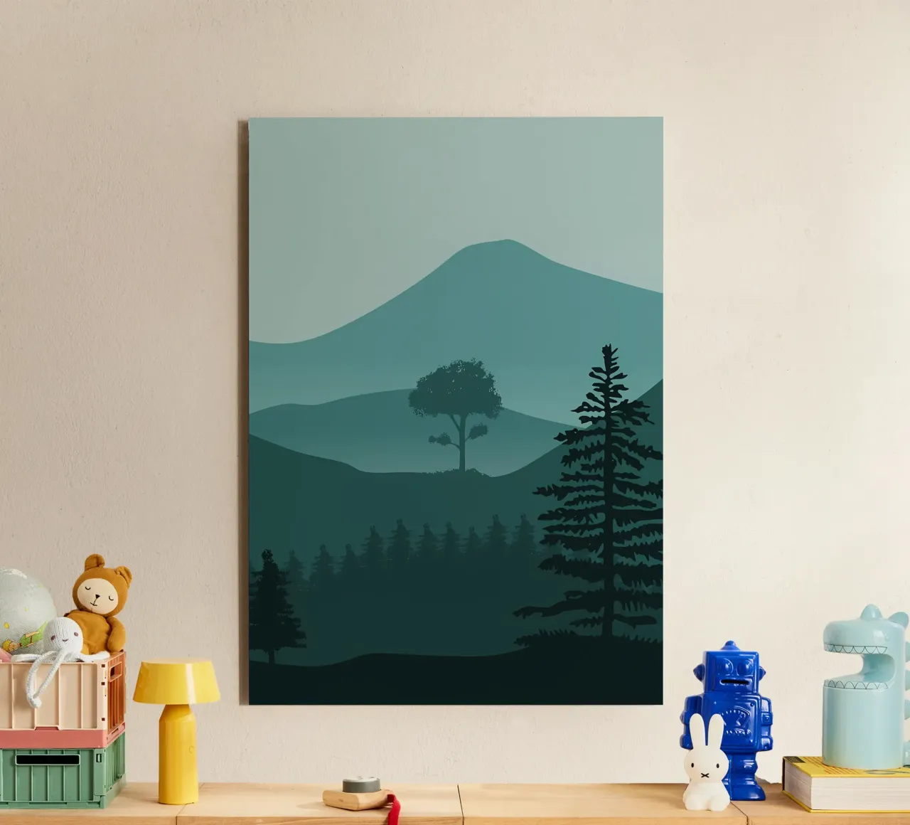 Albero della foresta di montagna blu alluminio dibond da Bartosz Powalka