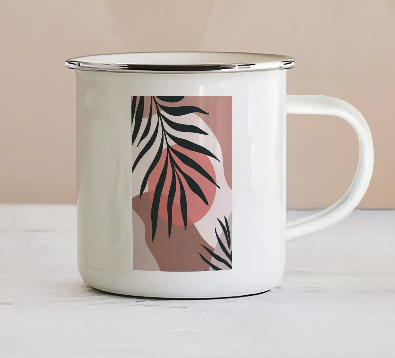 Arte boho a foglie tropicali tazza in smalto da Nicholas Campbell