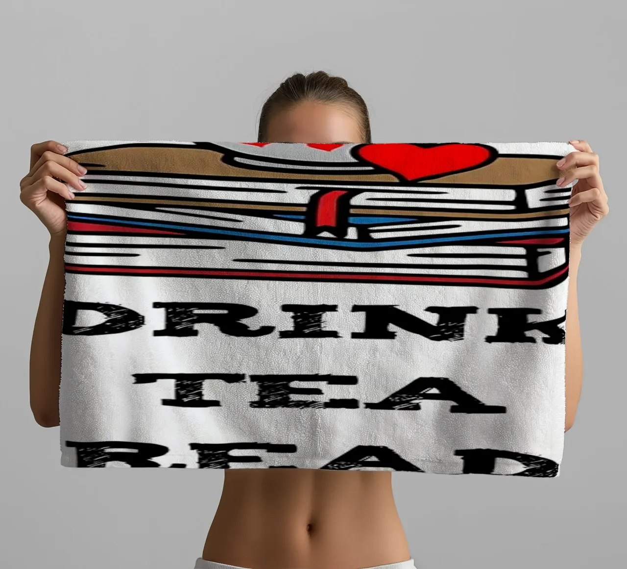 Tea Read Books Be Happy towel by Aiden Garcia