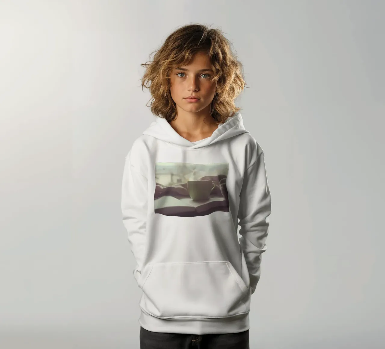 Kaffee beim lesen Kinder Hoodie von Aiden Garcia