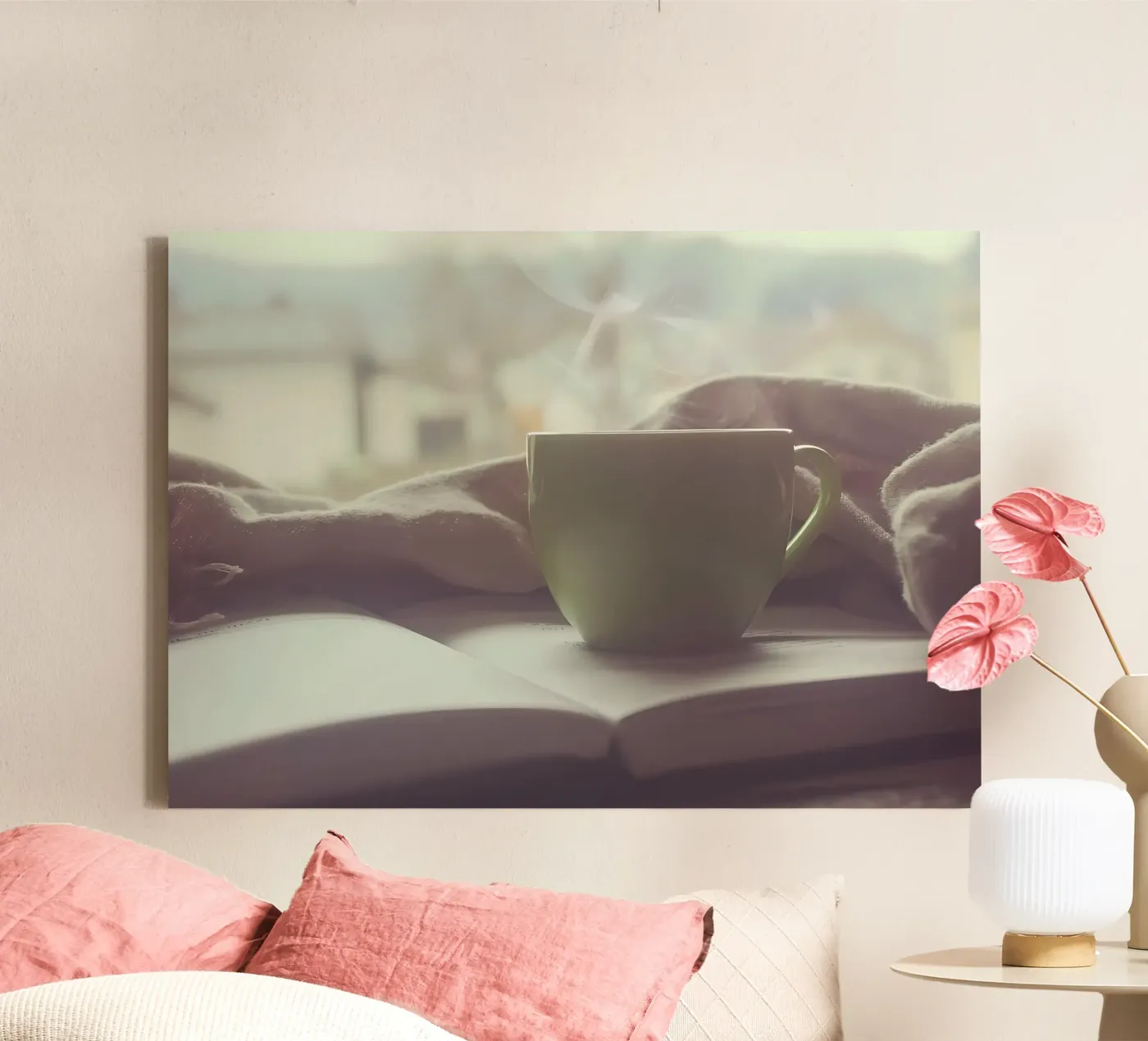 Coffee while reading canvas by Aiden Garcia