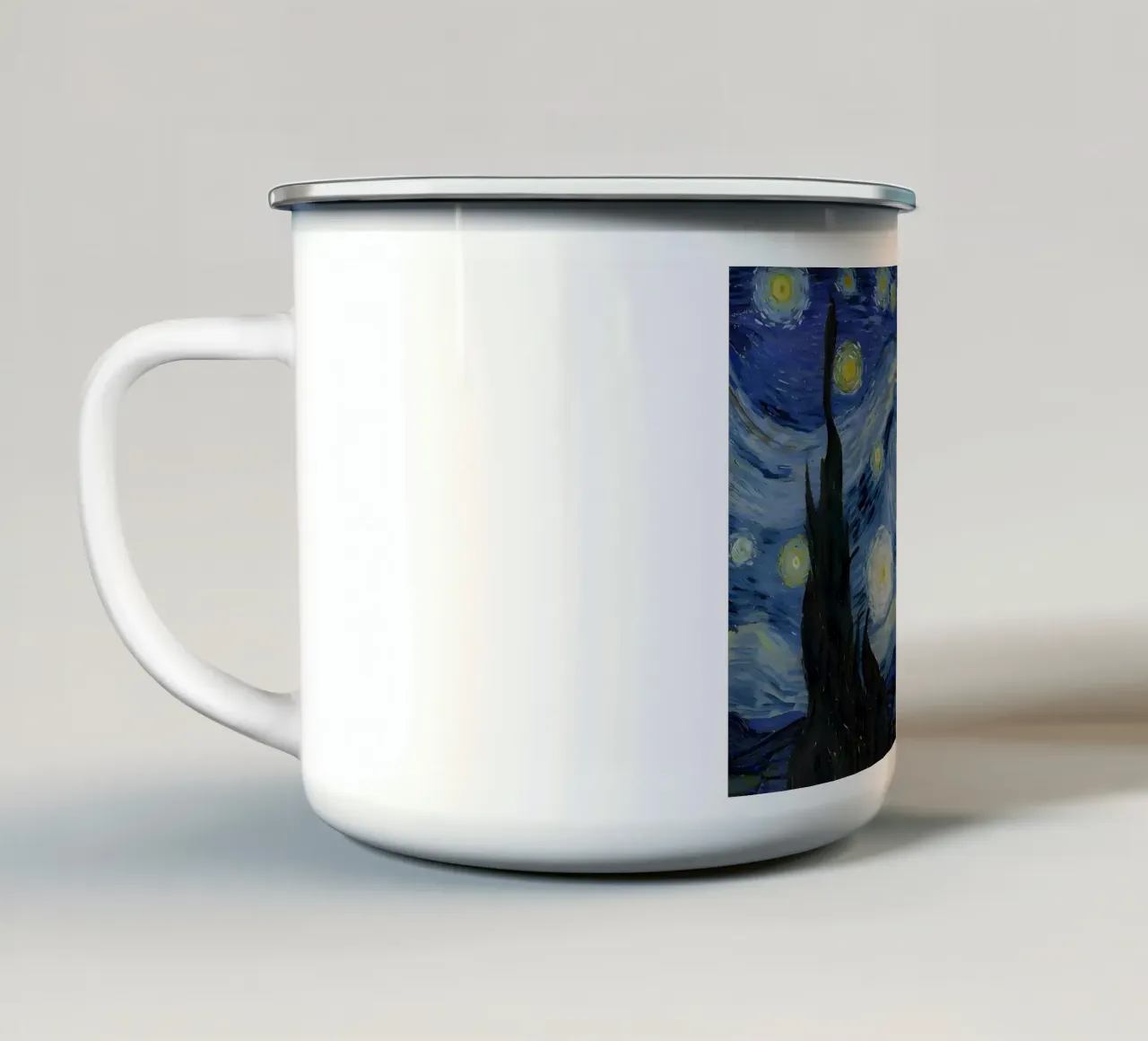 Gatto a Notte Stellata tazza in smalto da Adrian Patel