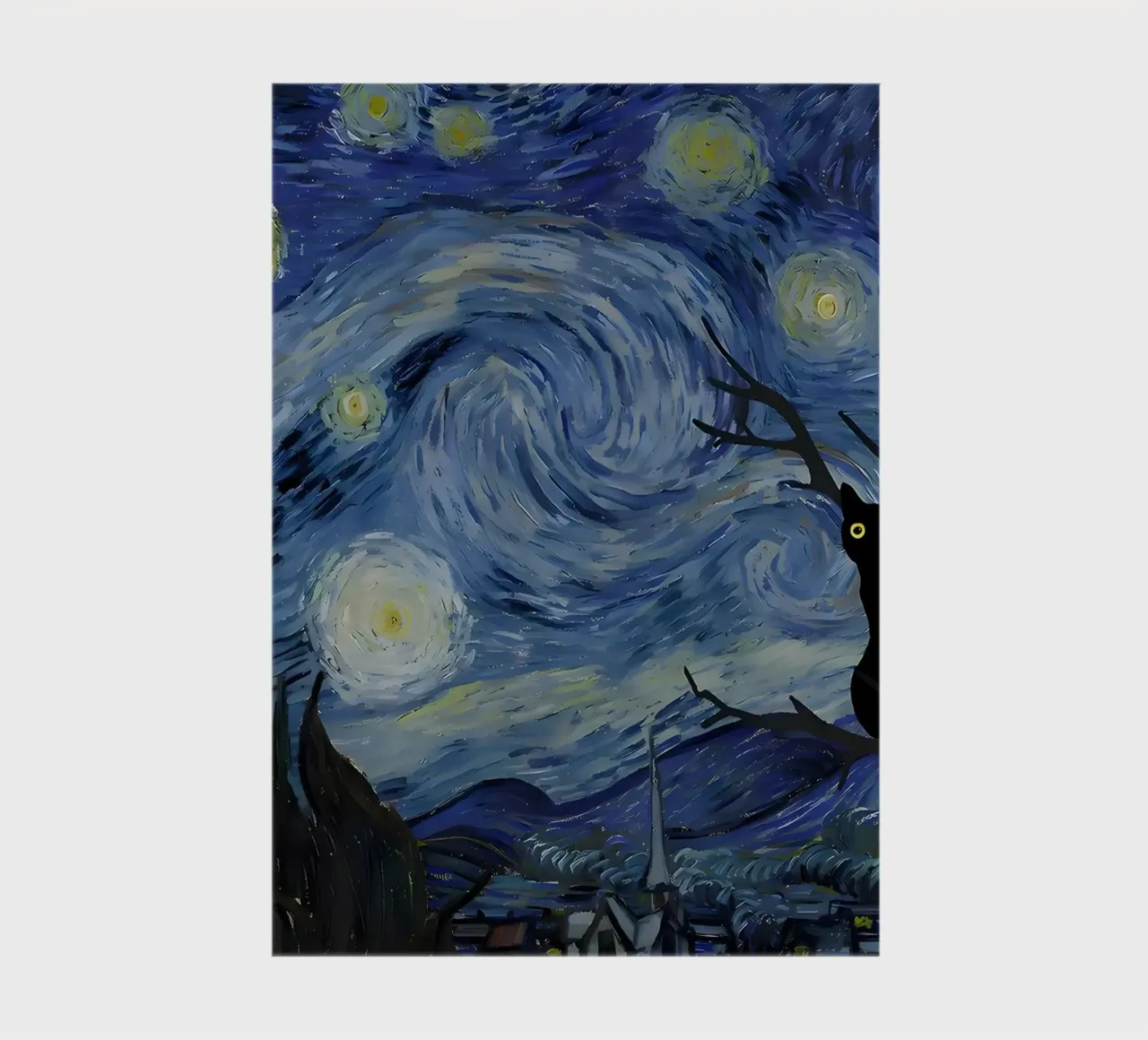 Cat at Starry Night notebook by Adrian Patel