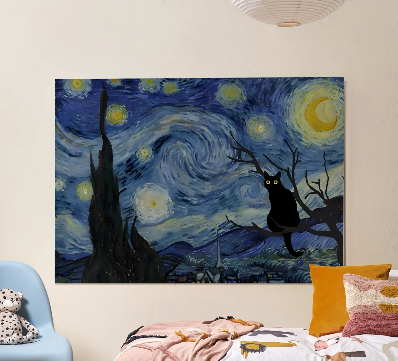 Gatto a Notte Stellata poster da Adrian Patel