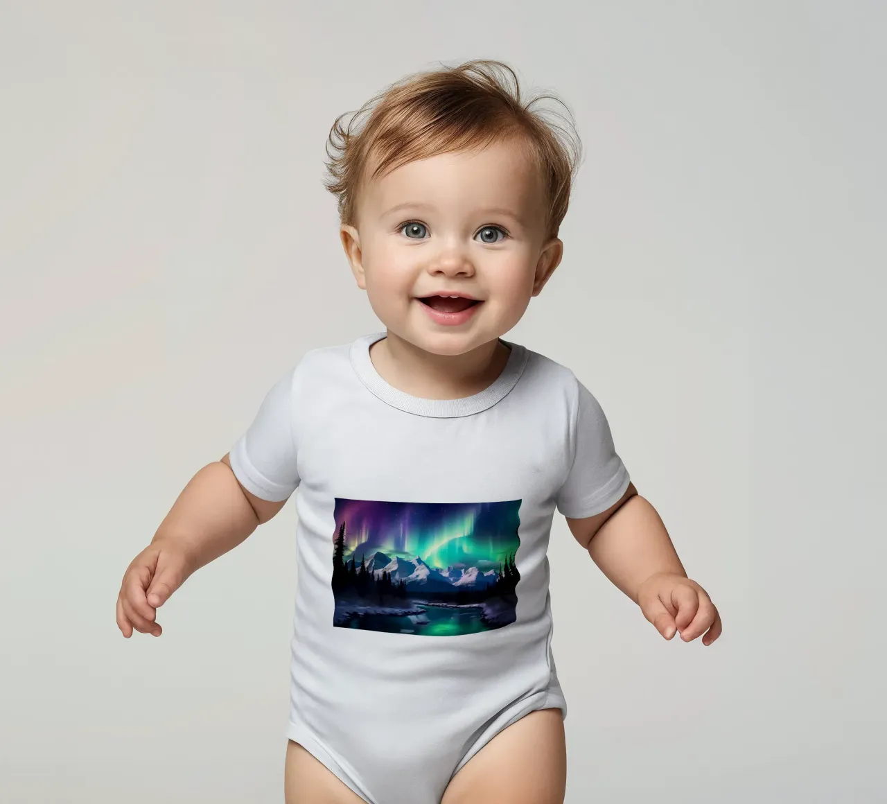 Nordlichter Aurora Kurzarm Babybody von Matthew Katz