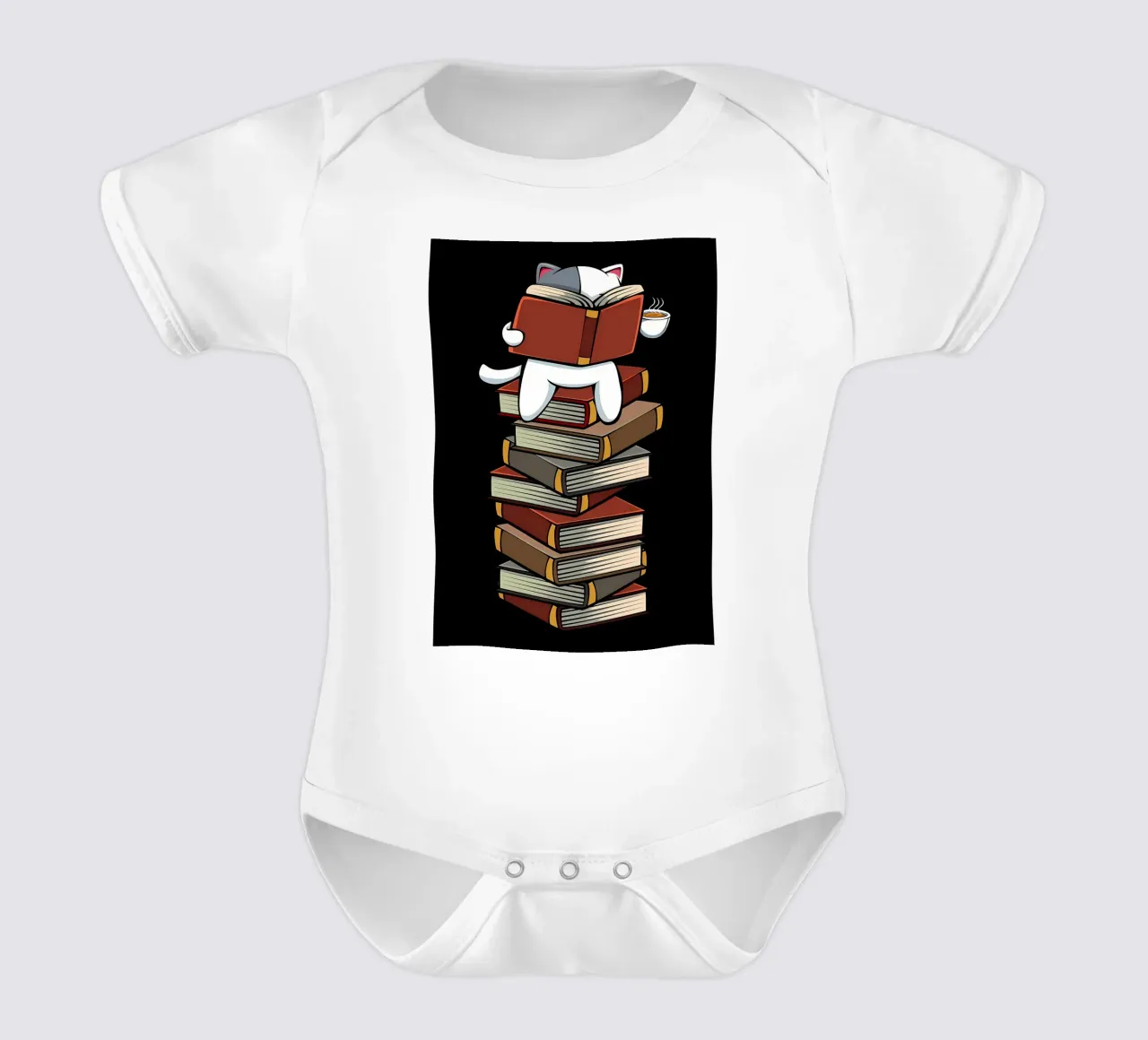 Kätzchen Katzen Tee und Bücher Kurzarm Babybody von Aiden Garcia