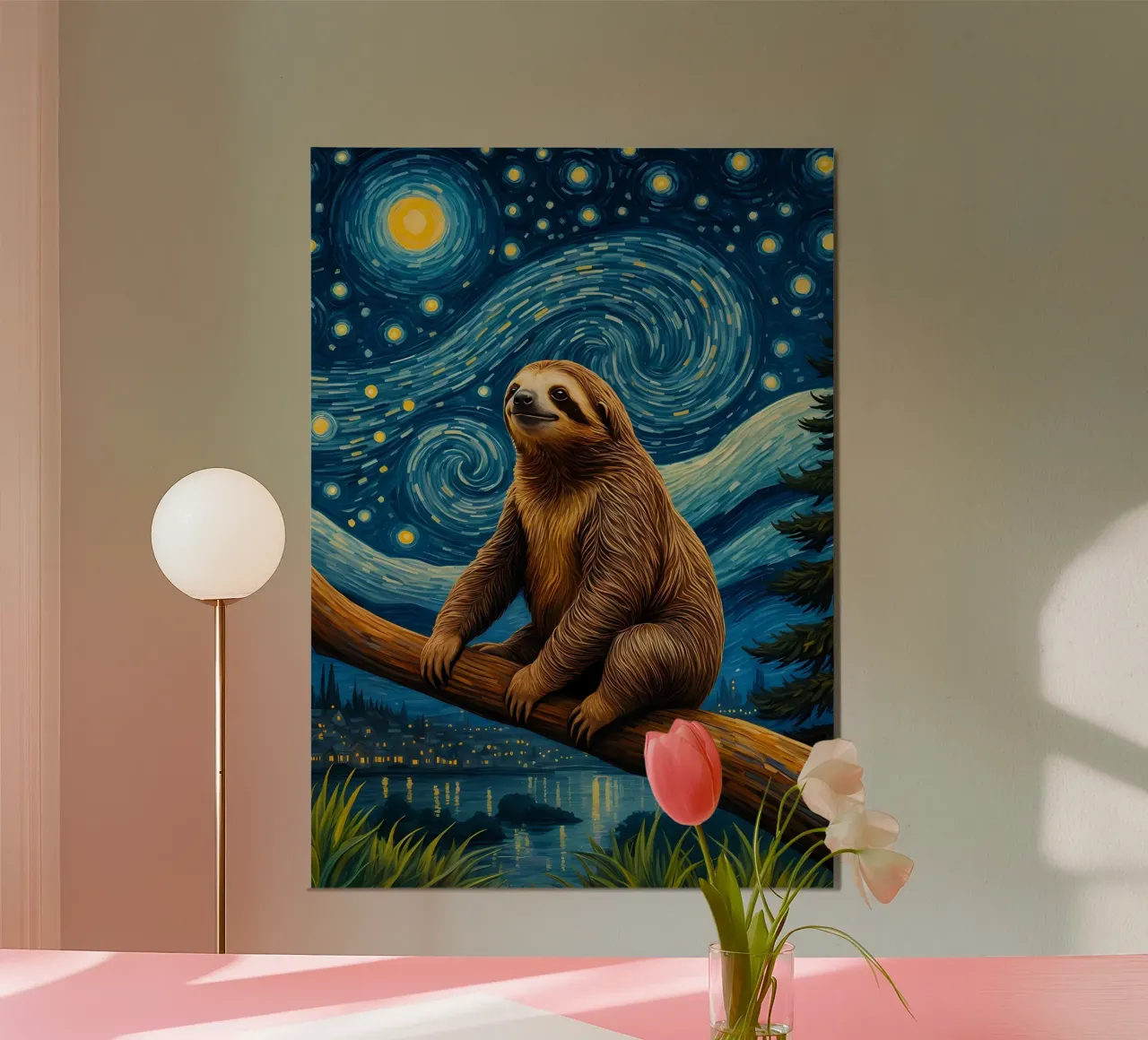 Bradipo Notte stellata carta hahnemühle da Adrian Patel