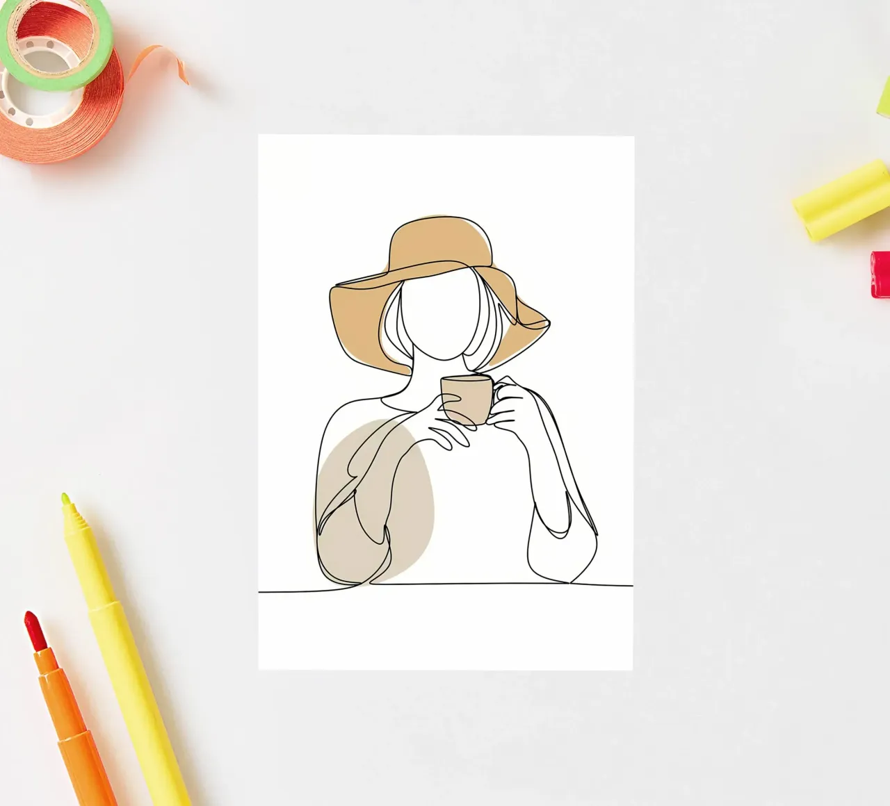 Kaffee-Linienkunst Sticker von Aiden Garcia
