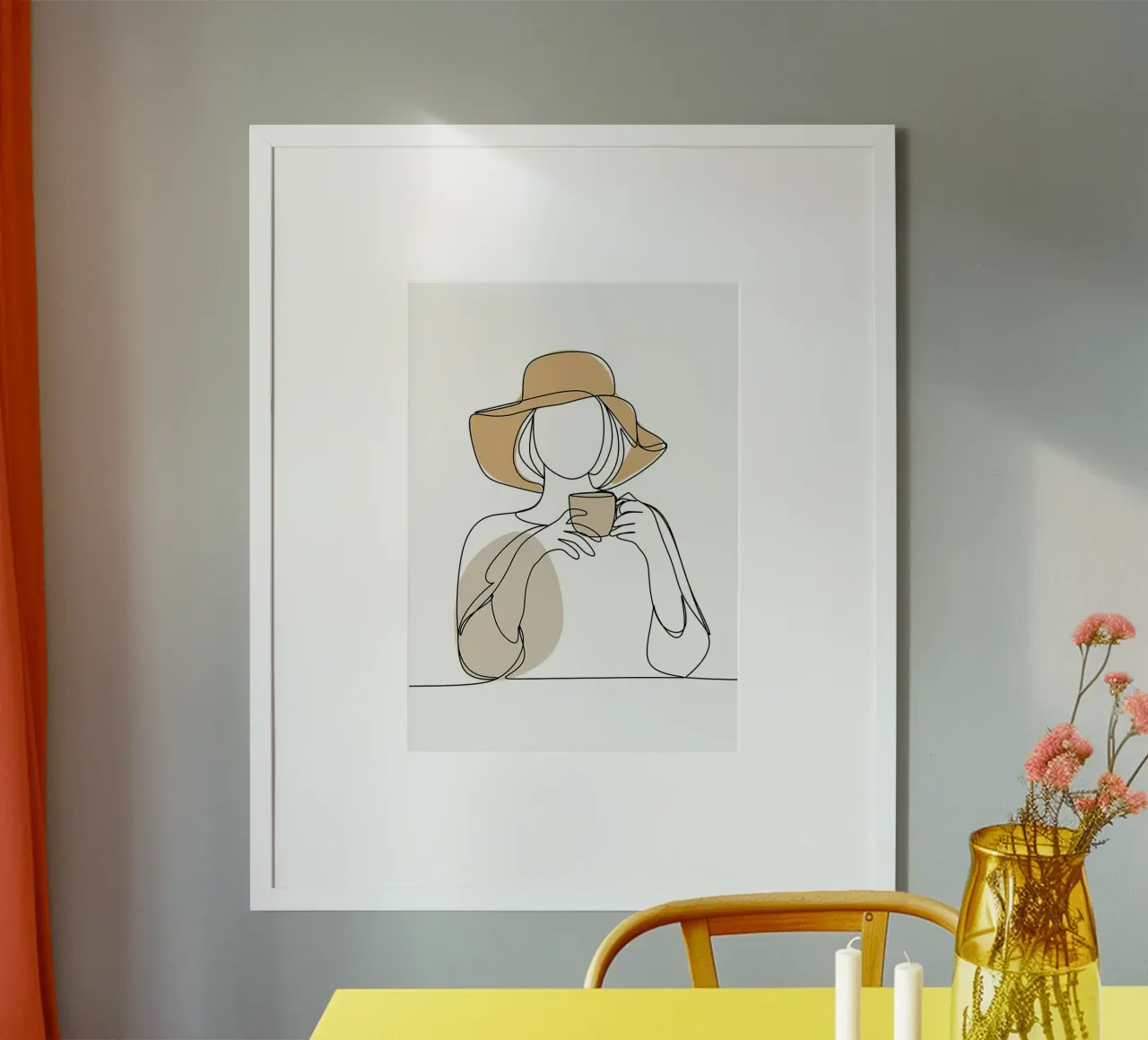 Linea d'arte del caffè poster con telaio in alluminio da Aiden Garcia