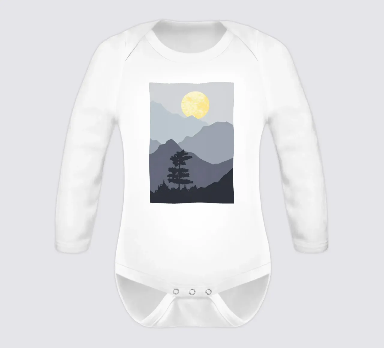 Mountain layer and forest long-sleeve baby romper by Bartosz Powalka