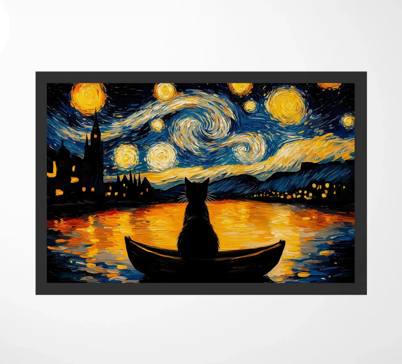Gatto nella notte stellata zerbino da Adrian Patel